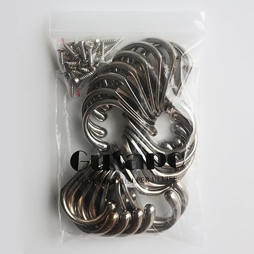 Miniatura 6 de Gutapo Ganchos para tazas de café, 20 ganchos plateados, para puerta, pared, armario, colgadores de gancho único para bata con 46 tornillos