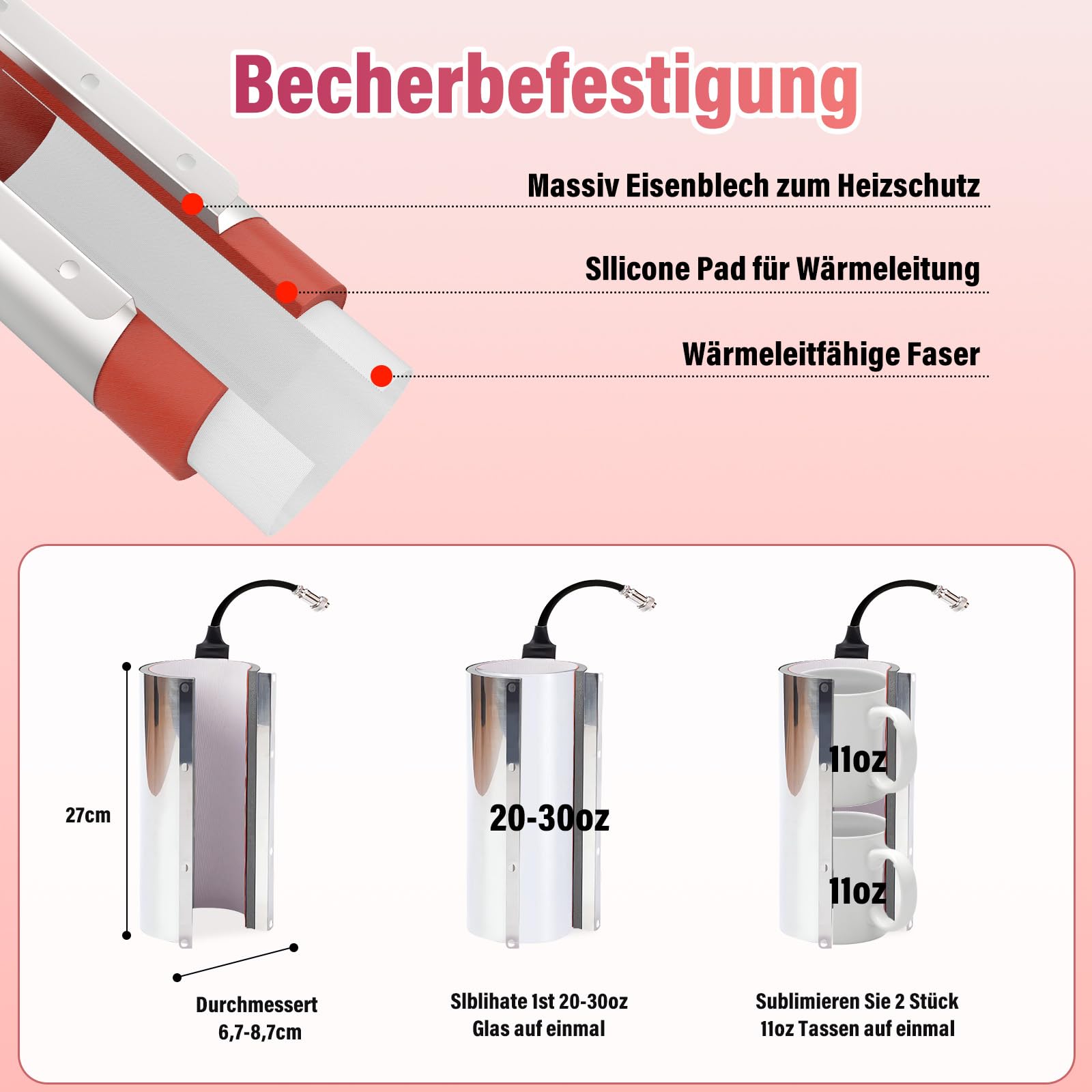 ColorSub Mug Press Tumbler Heißpresse Maschine, Professionelle Tassenpresse Druckgerät 11-30oz Mug Heat Press, Cup Press Sublimationsdruckgerät DIY Transferpresse