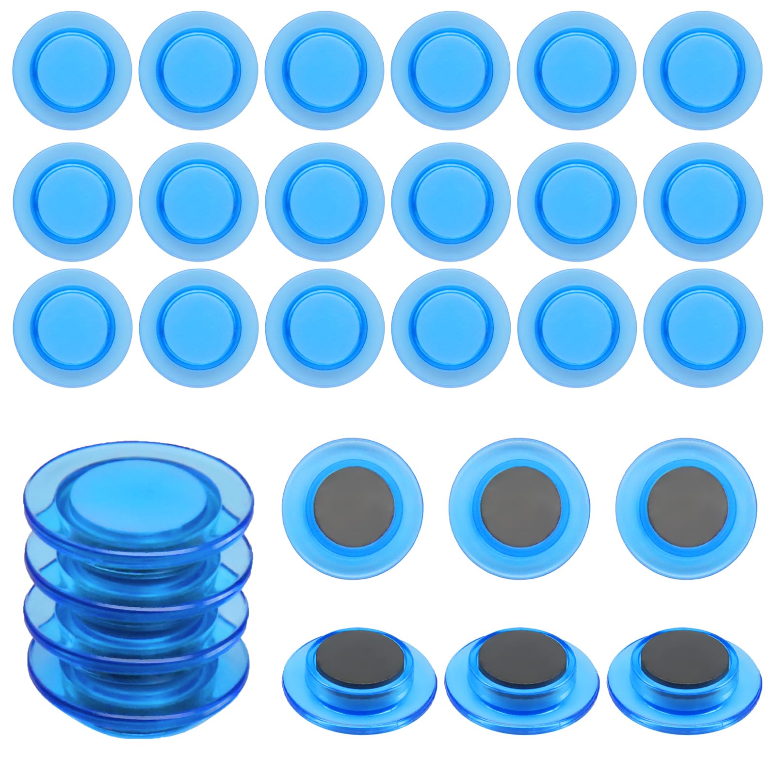 30 Calamite Potenti Per Frigorifero – Rotonde, Colorate, Ideali Per Lavagne E Foto – Blu