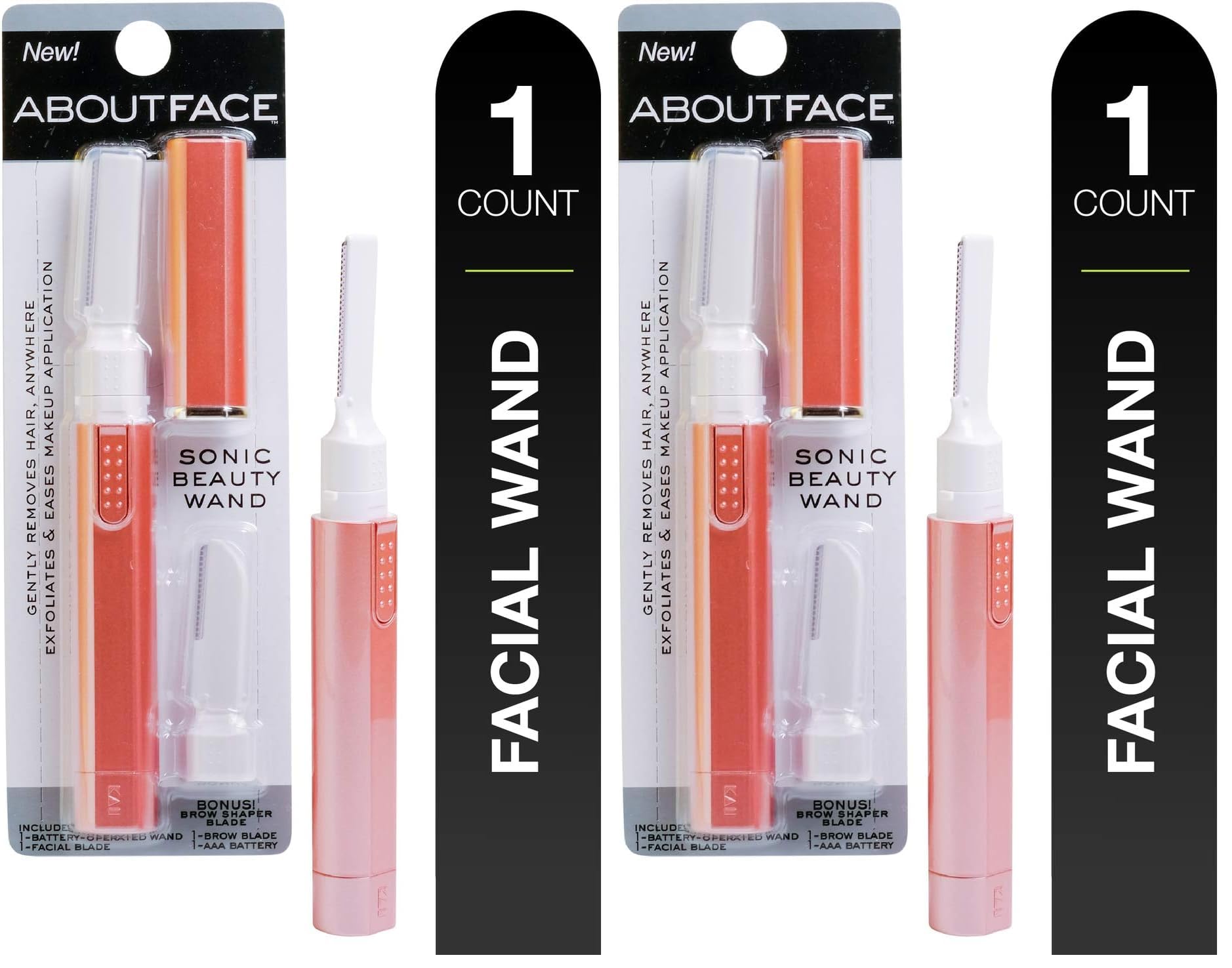Kai About Face Sonic Beauty Wand with Bonus Eyebrow Shaper Battery Operated Face Hair Remover Face Chin Lip
