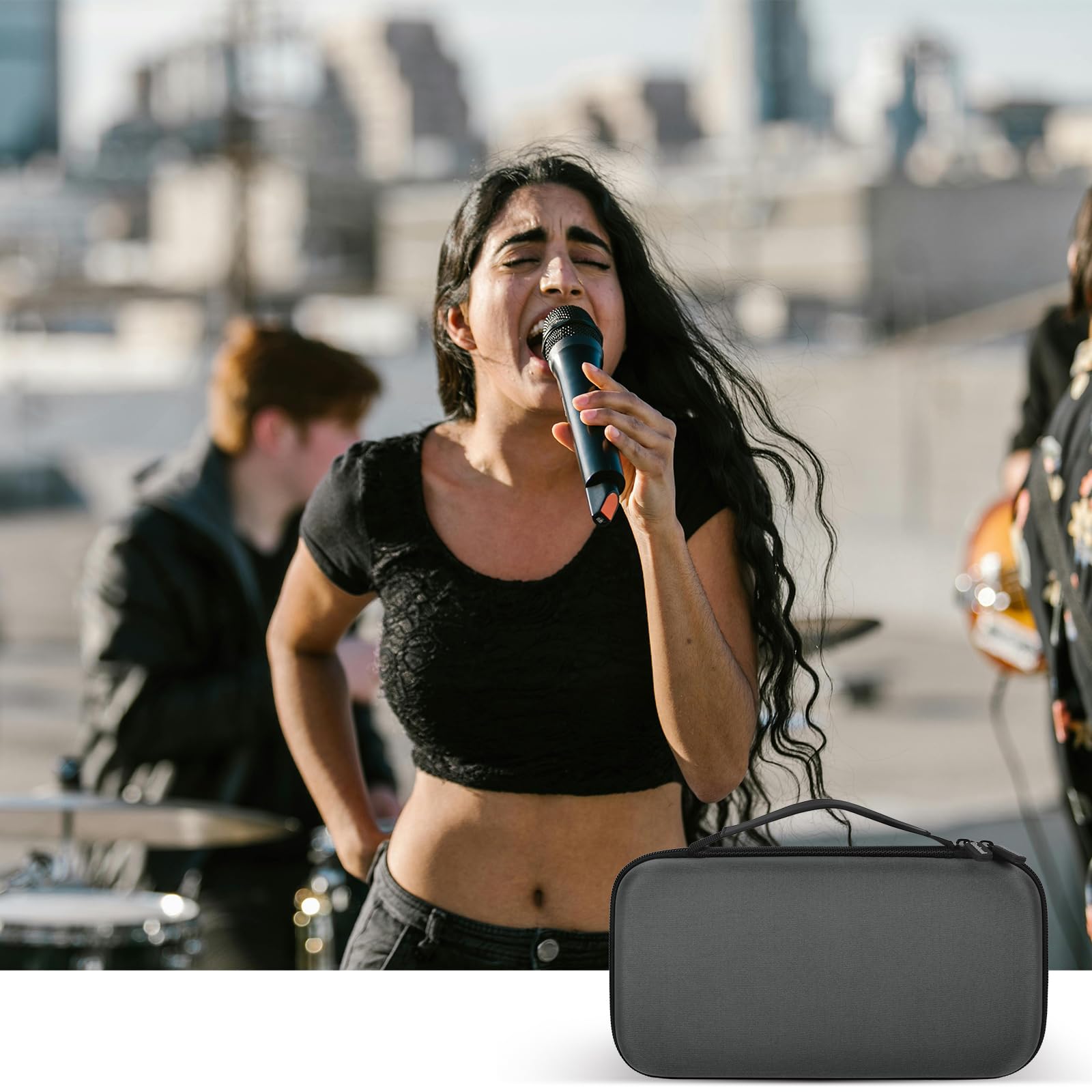 Boobowl Custodia per microfono Bluetooth compatibile con JBL PartyBox Wireless Mic J2X, microfono digitale portatile per batteria ricaricabile, ricevitore, adattatore (solo borsa), grigio., Pe