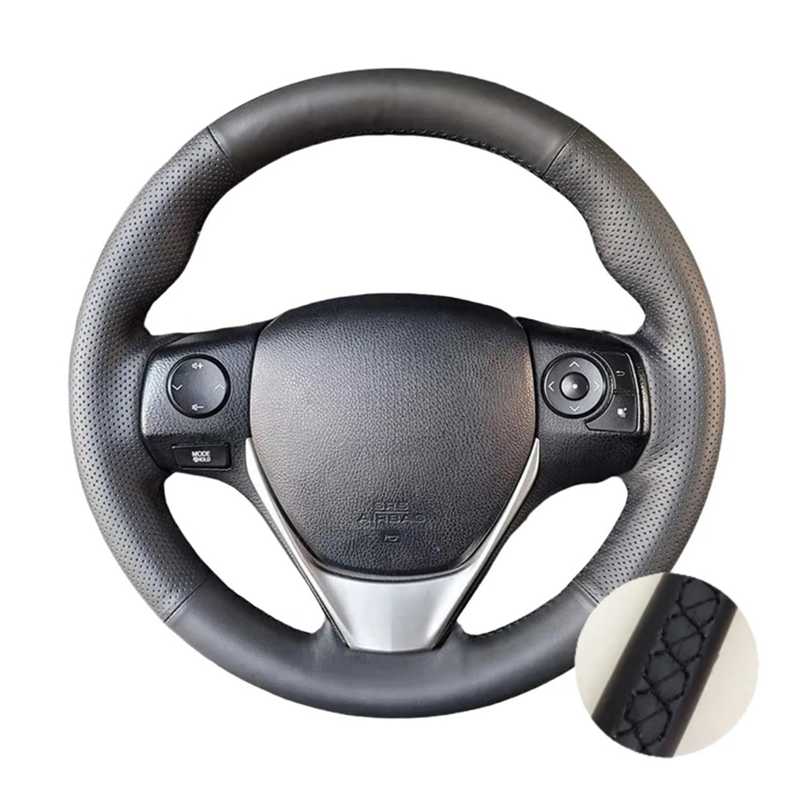YSASFZX Car Steering Wheel Cover Black Perforated Microfiber Leather For Toyota For E'Z For RAV4 For Auris 2013 2014