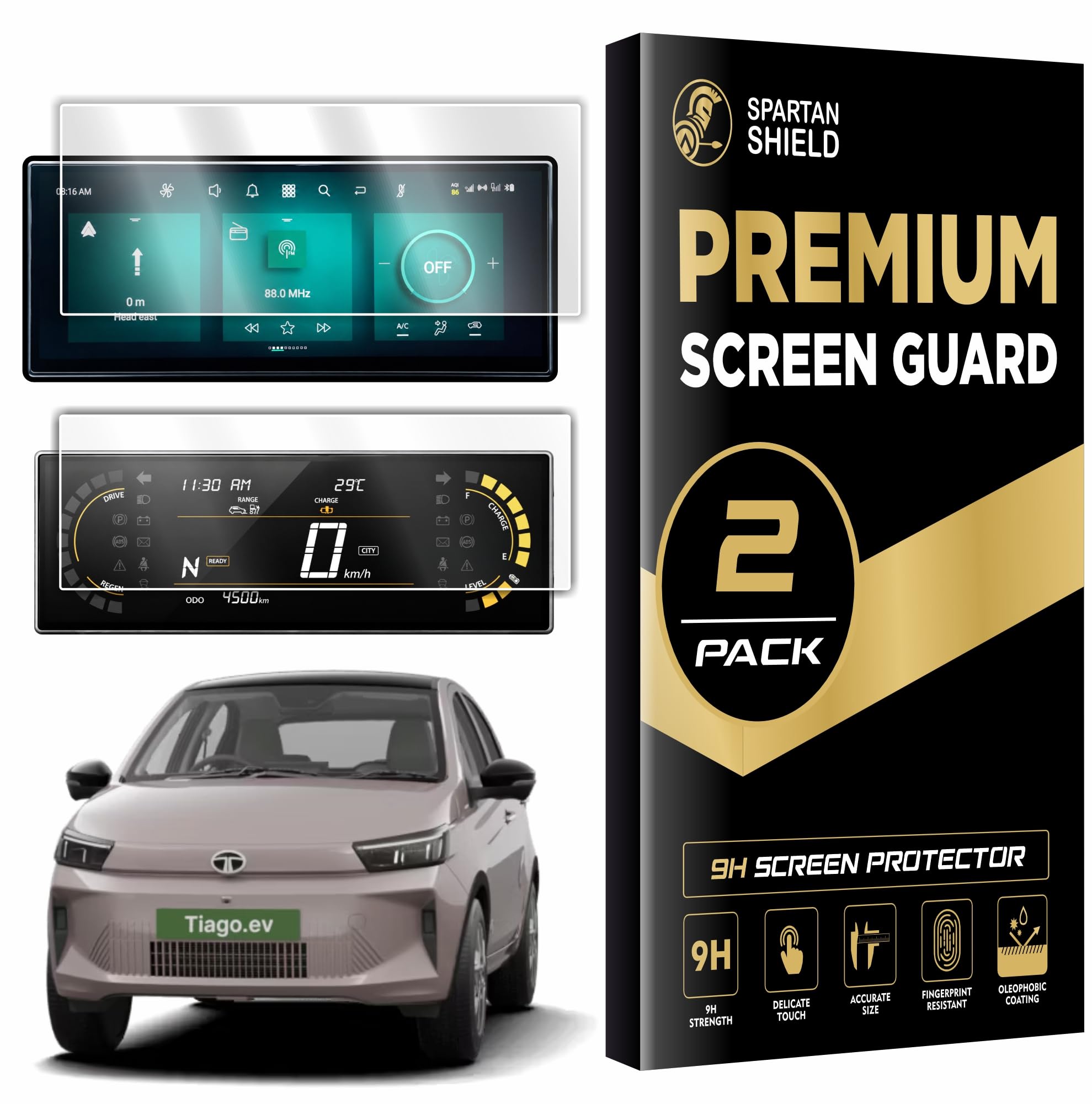 SPARTAN SHIELD [2 PACK] Screen Guard For TATA TIAGO EV 2026 Facelift || Creative+ || 10.25 Inch Infotainment Touchscreen + 5 Inch Instrment Cluster Protector | Anti Scratch | Water Resistant | HD Clear | High Touch Sensitivity | TataTiago Electric 9H Car Display Accessories 2026+ [Not Tempered Glass]-image-29