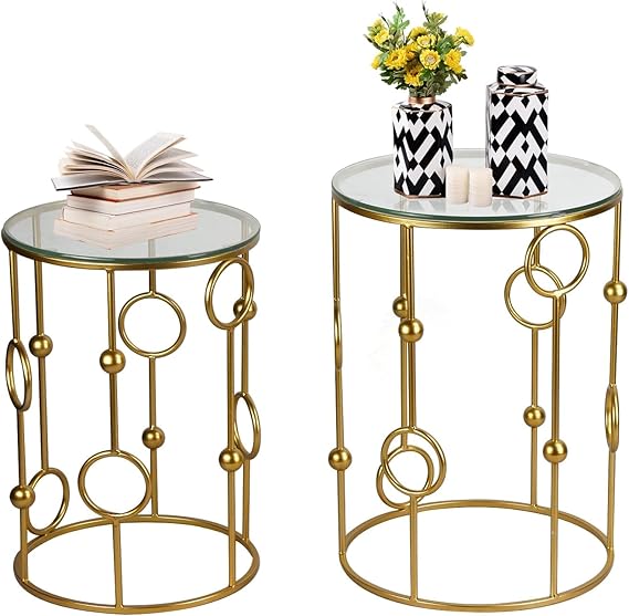 Adeco Neting Accent, Decrorative Glass Top Side, End, Set