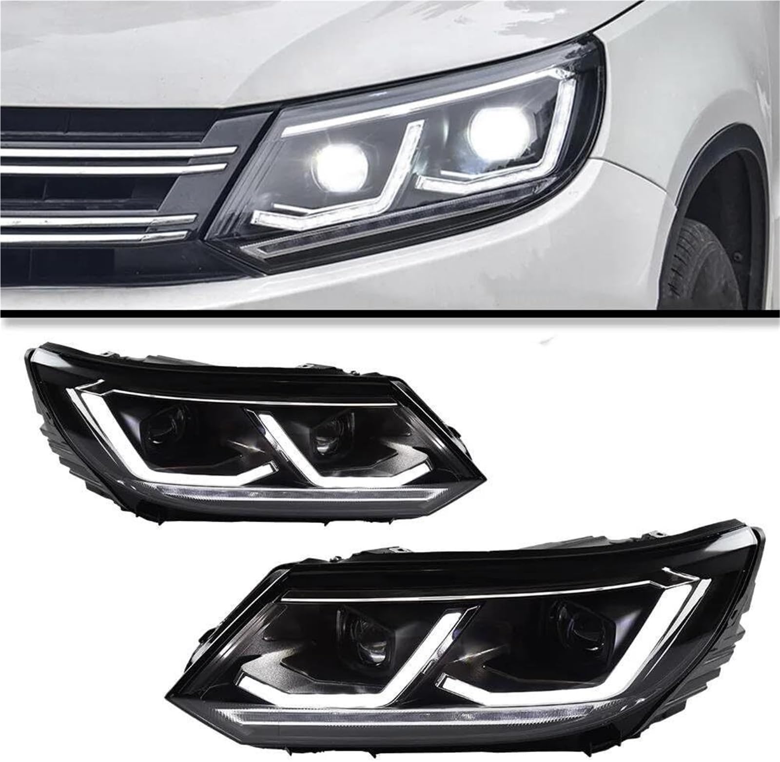 Fari dell'auto Fari anteriori per auto per VW per Tiguan 2013 2014 2015 2016 luci diurne doppio proiettore