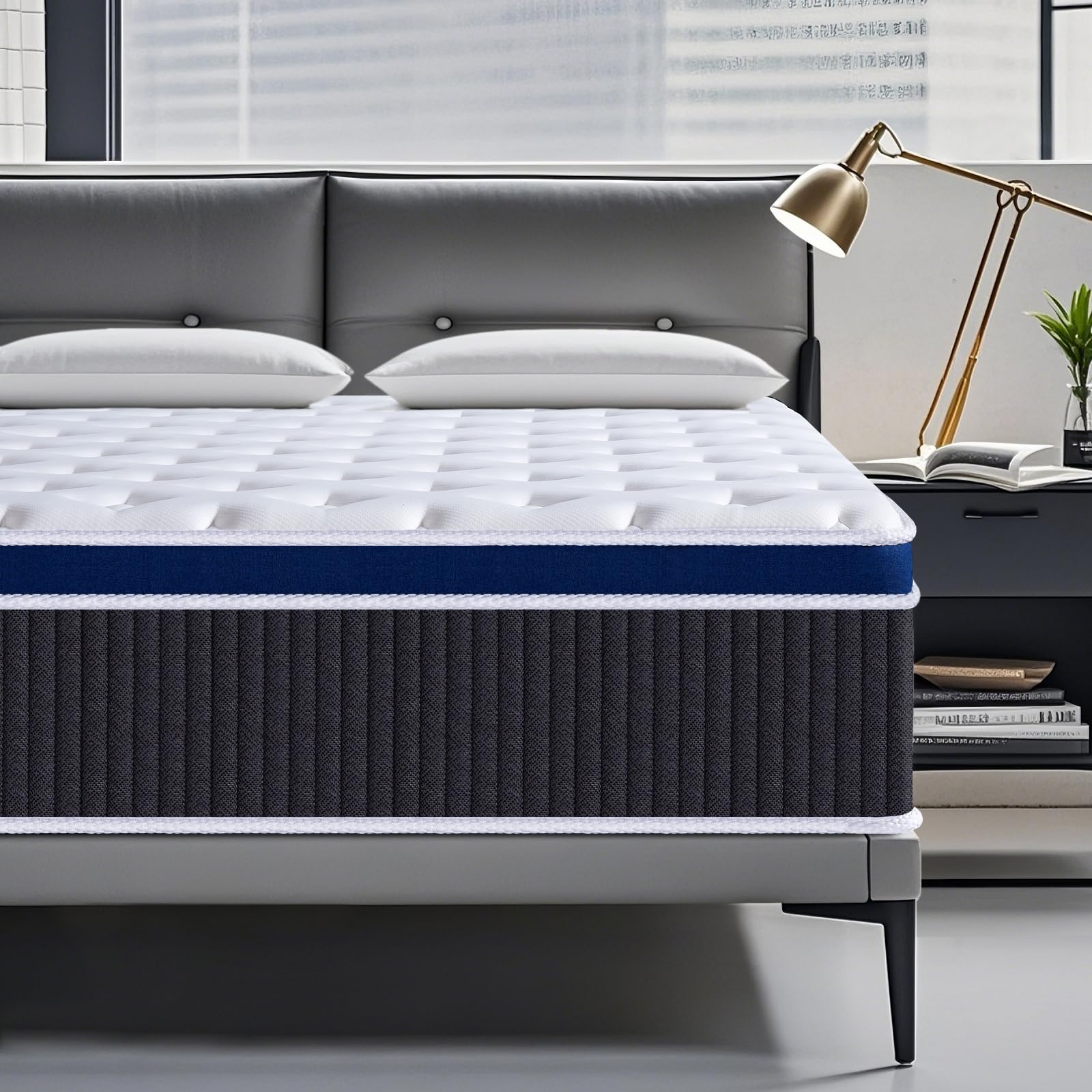 SEZMOONSI Super King Size Mattress 9.1 Inch, 6FT Hybrid Gel Memory Foam Superking Matress, Individually Pocket Sprung, 7-Zone Orthopedic Mattress Superking Size, 100 Night Home Trial