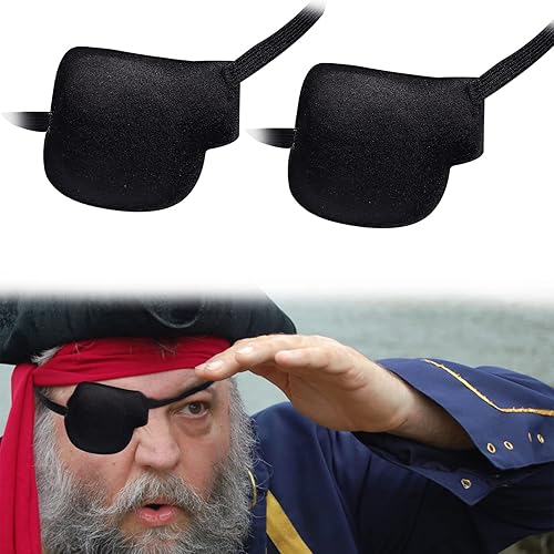 2 parches para ojos, parches para ojos 3D ajustables, parches para ojos para adultos y niños, color negro (ojo derecho)