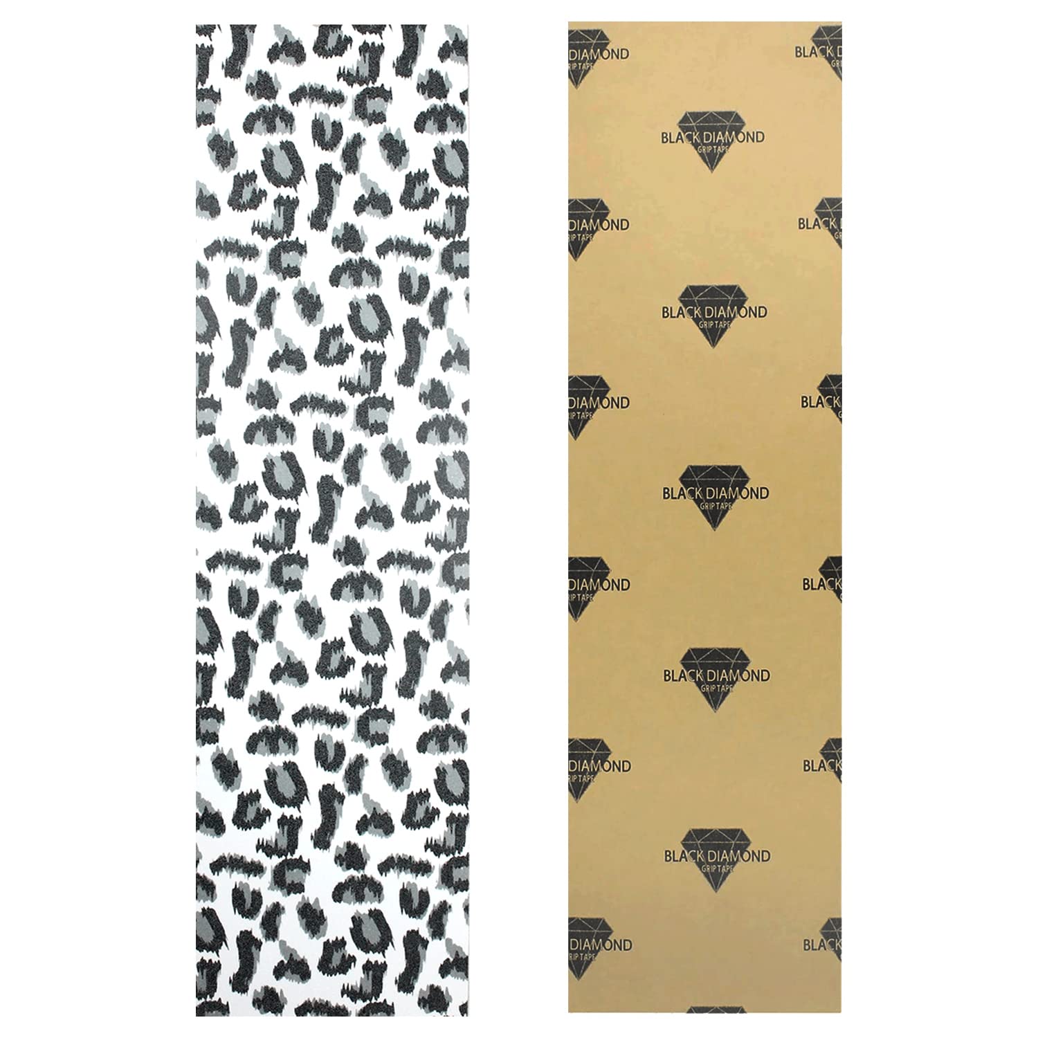 Black Diamond Grip Skateboard Graphic Griptape Sheet Snow Leopard 9" x 33" Grip Tape
