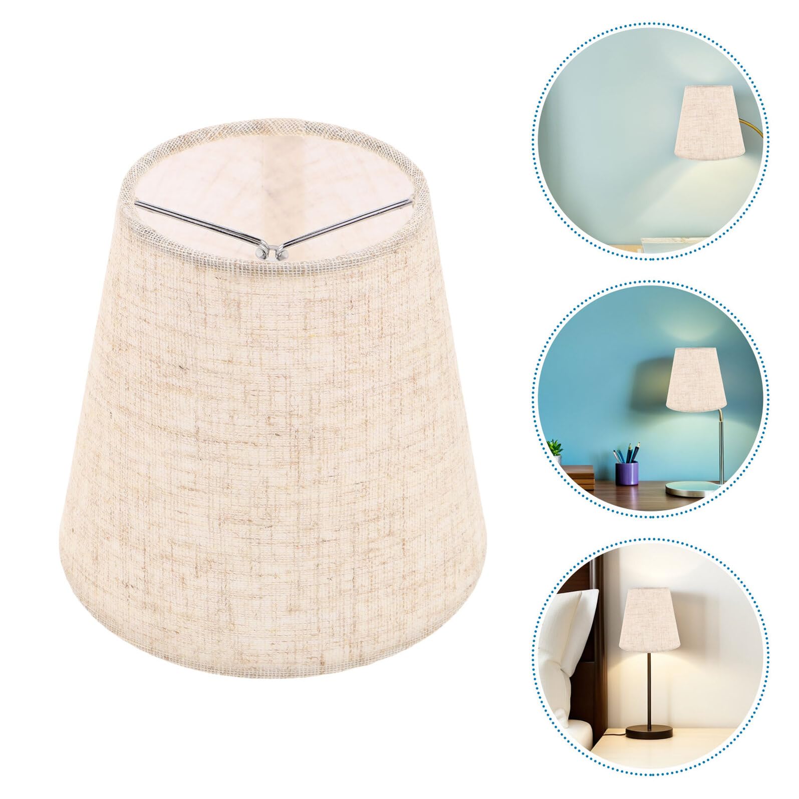 TOPBATHY Set da 6 Paralumi in Lino Naturale Clip Mini Paralumi a Barile per Lampadari E14 E27 di Ricambio per Lampade da Parete e da Tavolo Piccoli per Ambienti Interni Decorativi