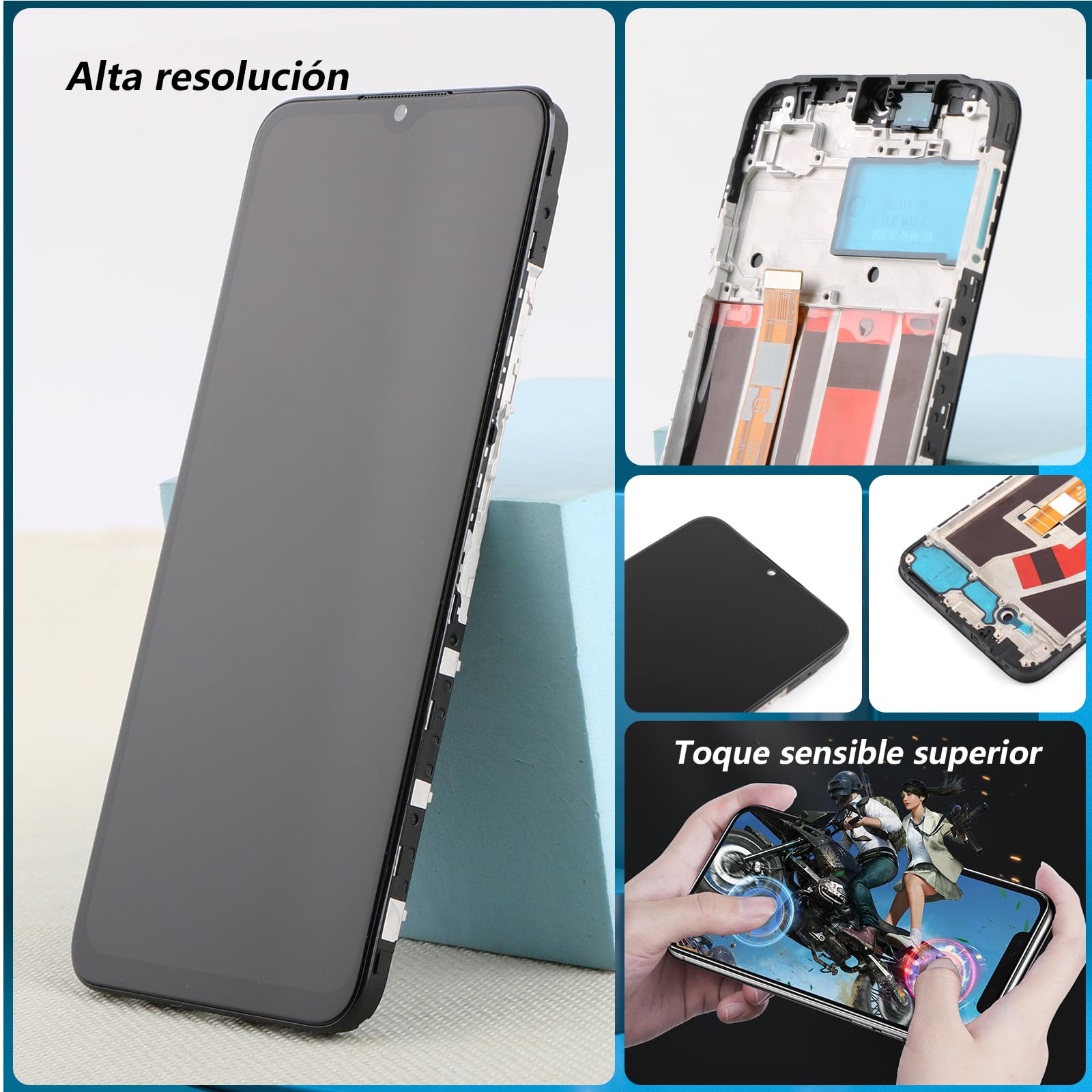 RongZy Pantalla para OPPO A38 CPH2579 Táctil LCD de Repuesto Ensamblaje Digitalizador Reemplazo para OPPO A18 CPH2591 con Herramientas de Reparación (Negro con Marco)
