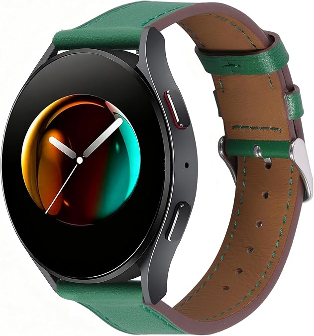 Italy Genuine Leather Watch Bands Men Women Compatible with Samsung Galaxy Watch Band, 20mm 22mm Lugs Watch Straps, Quick Release Wear-resistant Sweat-Resistant Smartwatch Replacement Strap