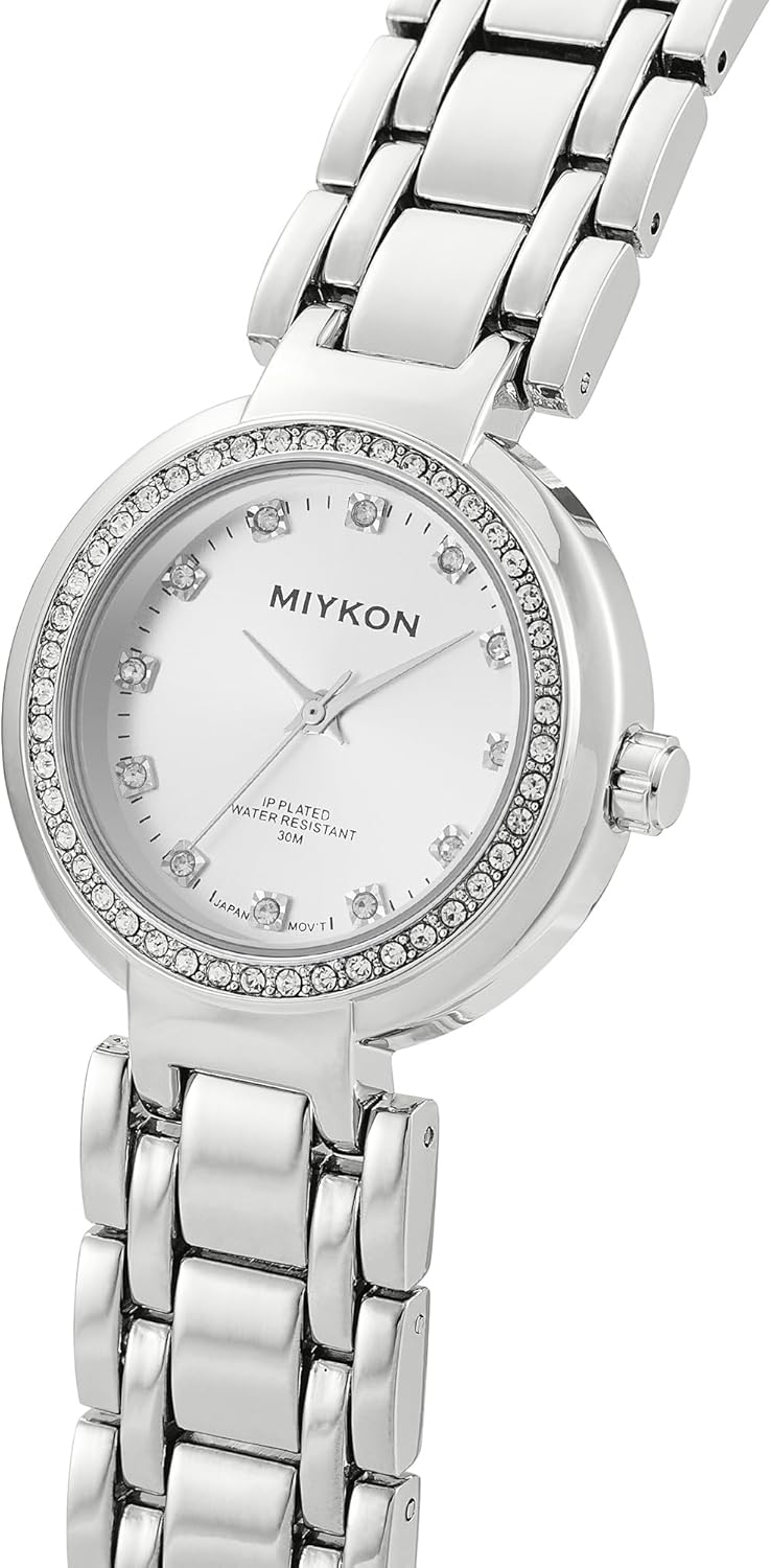Miykon Silver and Gold Watches for Women | Small Dainty Womens Watch with Genuine Crystals | Ion Polished Women's Jewelry Bracelet, Scratch Resistant Glass, Japanese Quartz, 100ft Water Resistant - Image 2