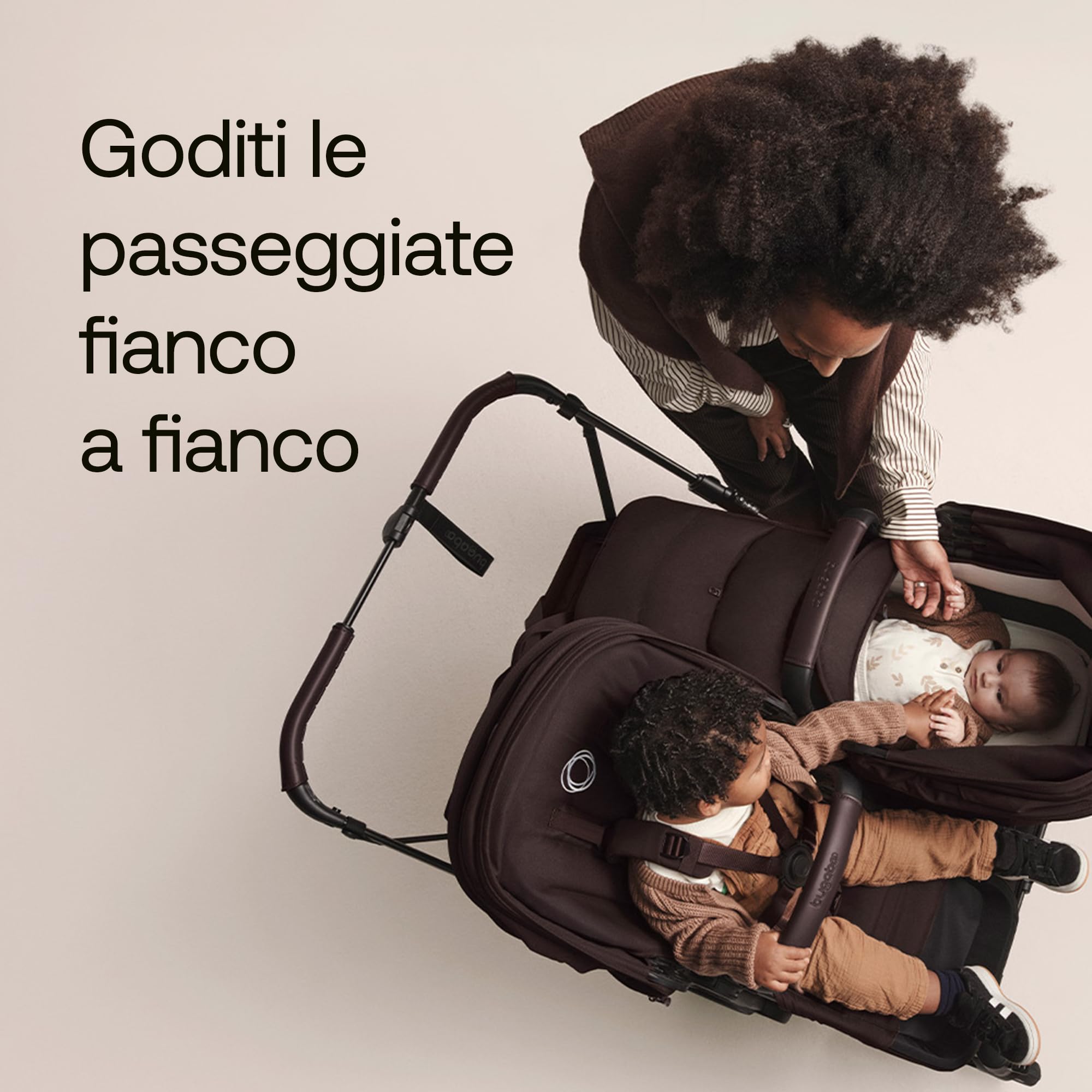 Bugaboo Donkey 6 Fratellare kit di Conversione per Carrozzina, Trasforma il Donkey 6 Singolo in un Passeggino Fratellare per Neonati e Bambini, Carrozzina Doppia con Seduta Reversibile, Cocoa Brown