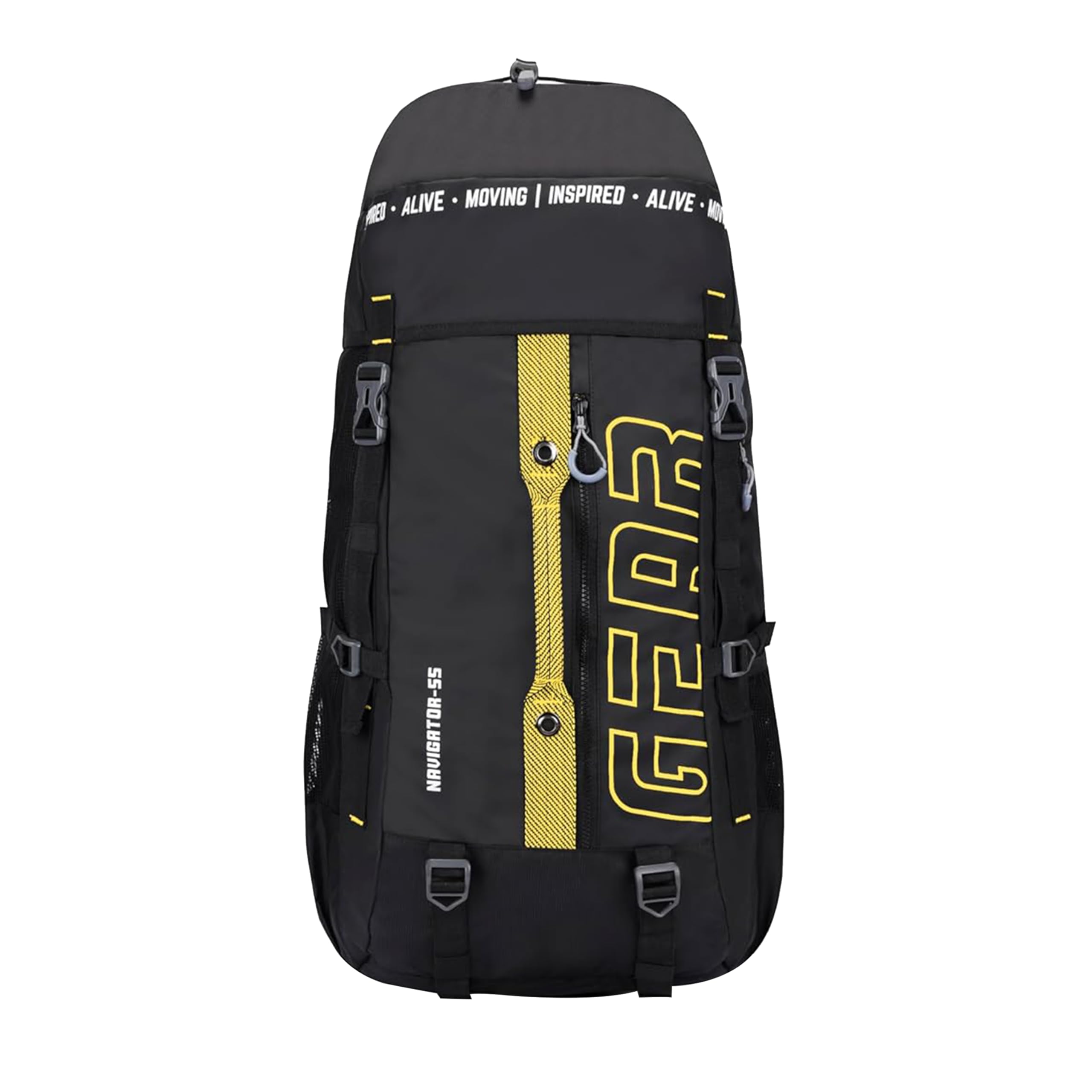 gear Navigator 55L Extra Large Water Resistant Rucksack/Travel bag/For Men & Women(Black - Yellow)-picture-14