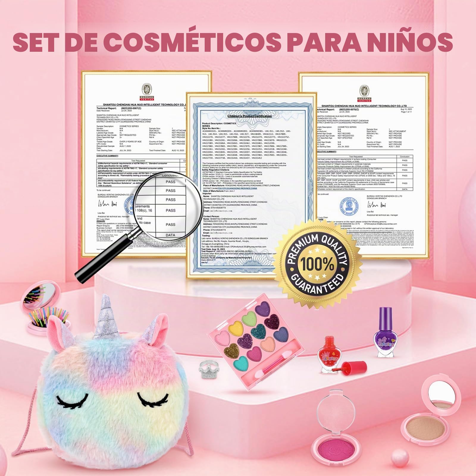 Maquillaje para Niñas, Anpro Kit de Maquillaje Niñas, Juego de Maquillaje para Niños Maquillaje Lavable y Seguro para Niñas, Juguete de Maquillajepara cumpleaños 3 4 5 6 7 8 9 10 Años
