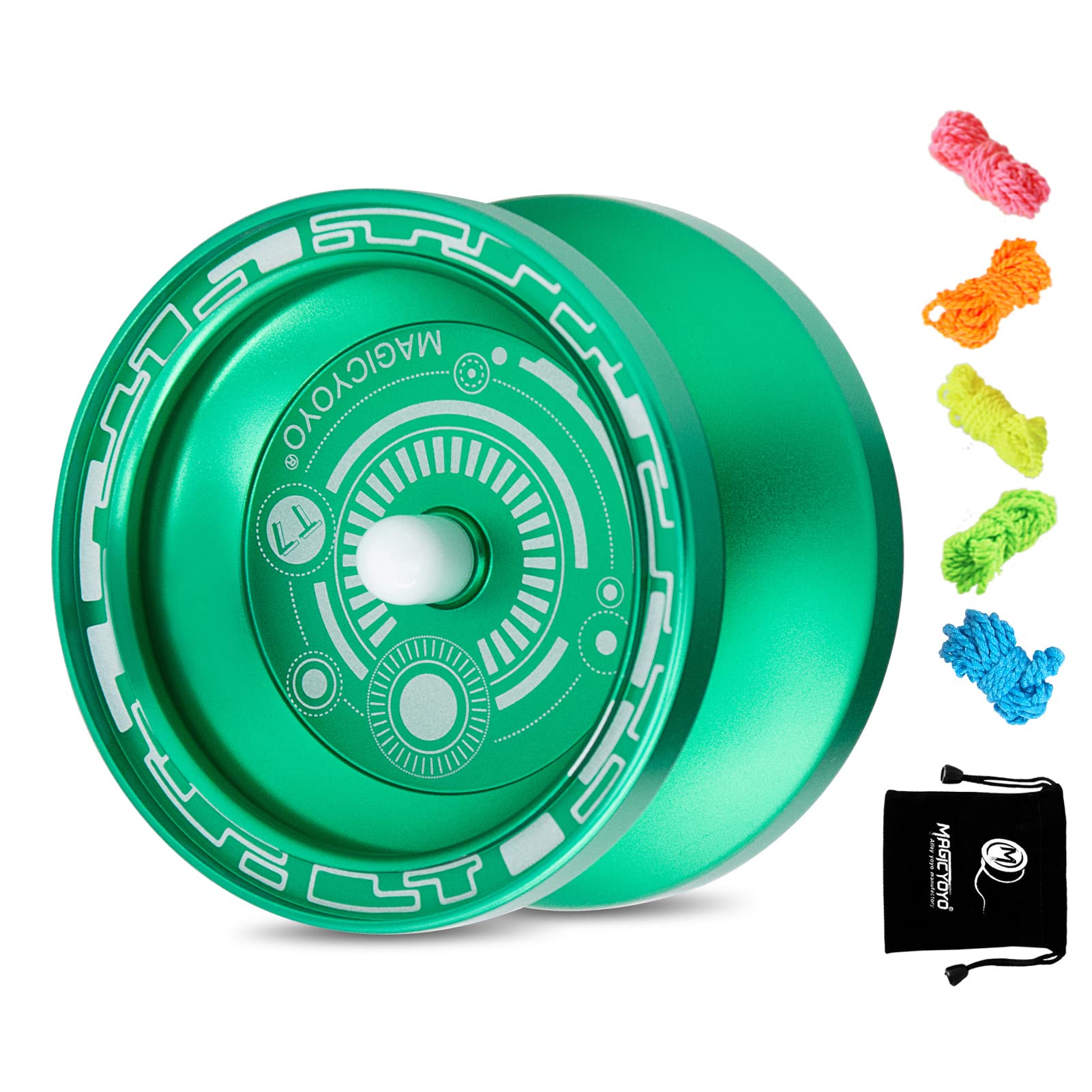 MAGICYOYO Beginner Yoyo Responsive Yoyo for Kids, T7 Metal Yoyo Alloy Yoyo, with Bag and 5 Replacement Yoyo Strings - Green