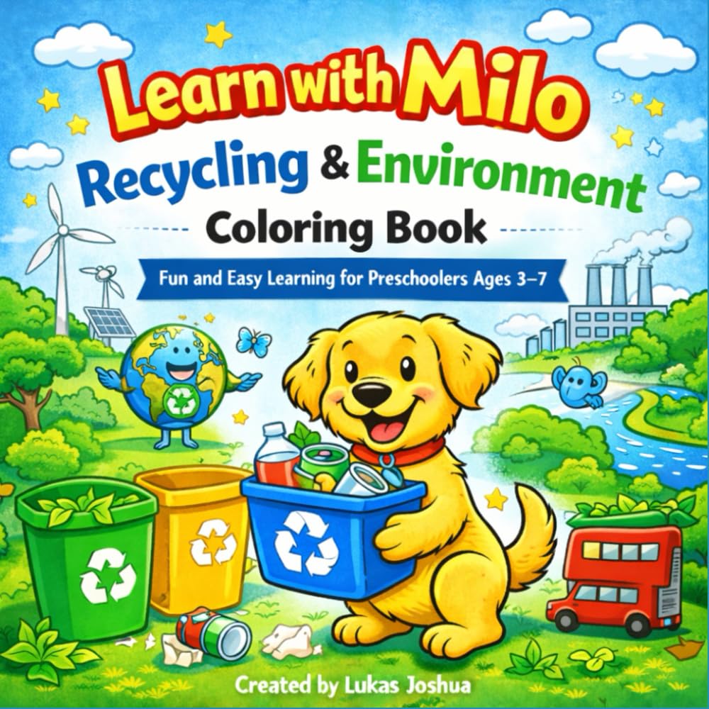 Learn with Milo: Recycling & Environment Coloring Book: Fun and Easy Learning for Preschoolers Ages 3–7