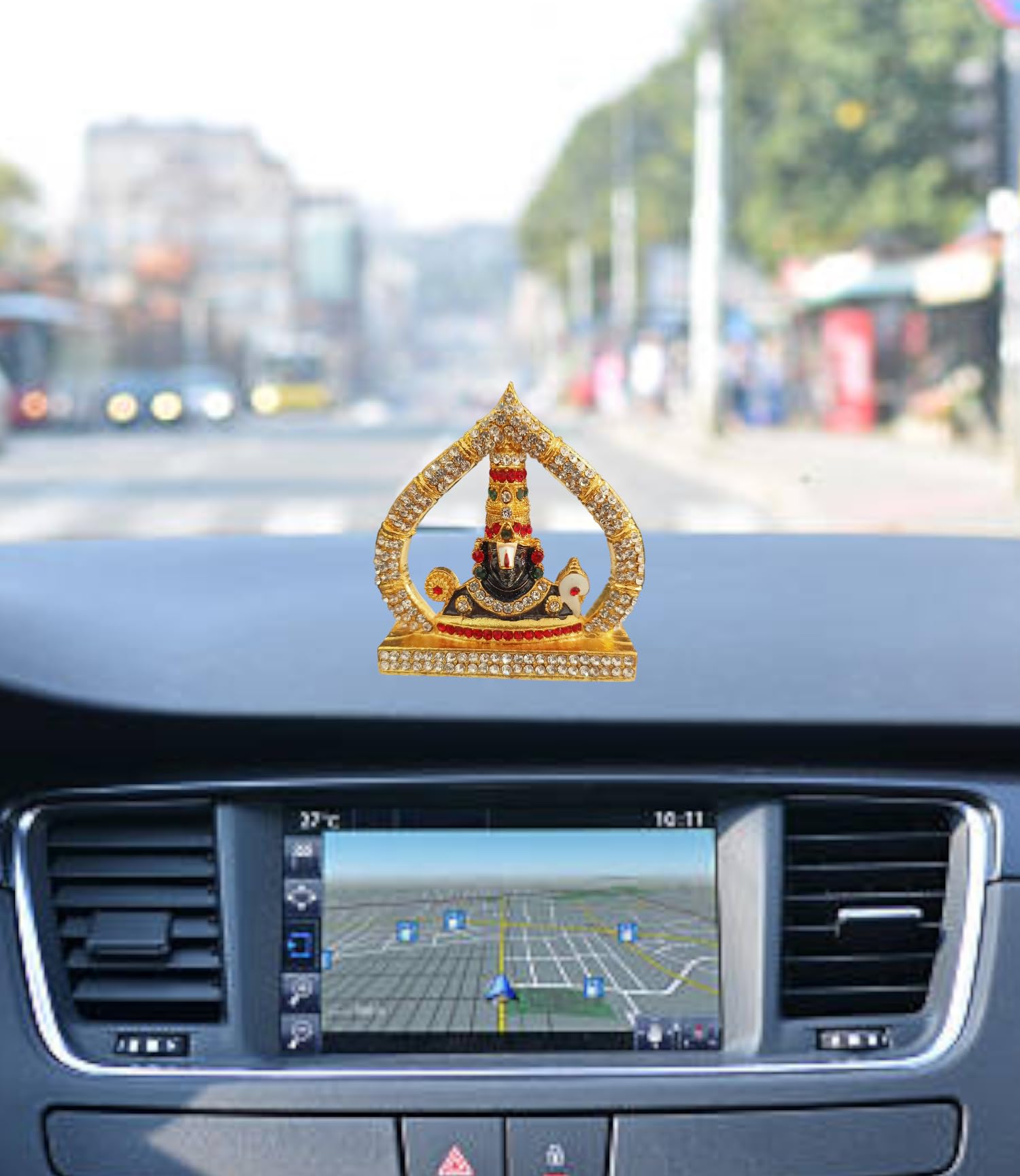 BEXCO Lord Venkateswara with Sudarshan chakra and shankh idol for Car Dashboard - 2.5 '' inch.