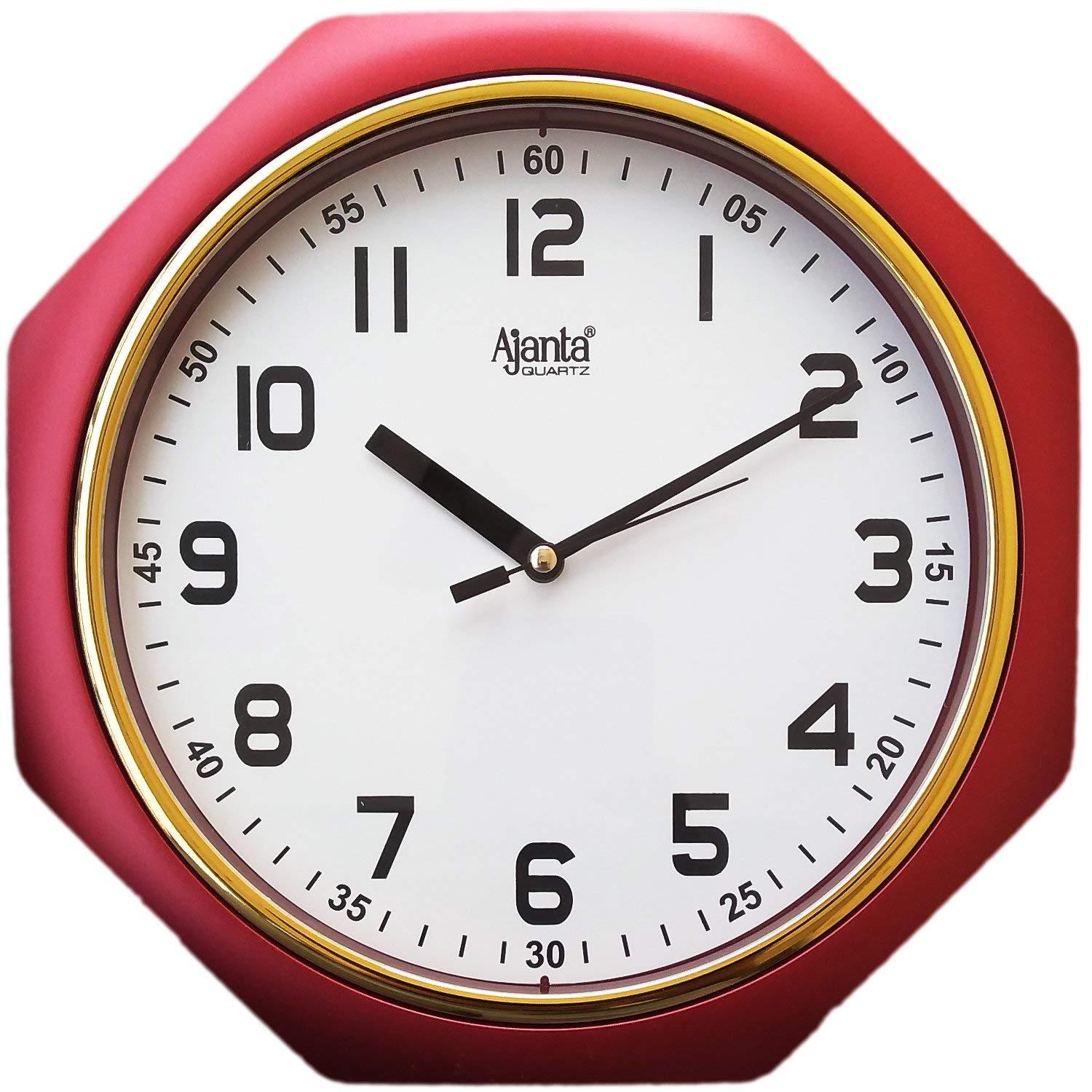 Plastic Wall Clock (24.5 cm x 24.5 cm x 3.8 cm, Red)