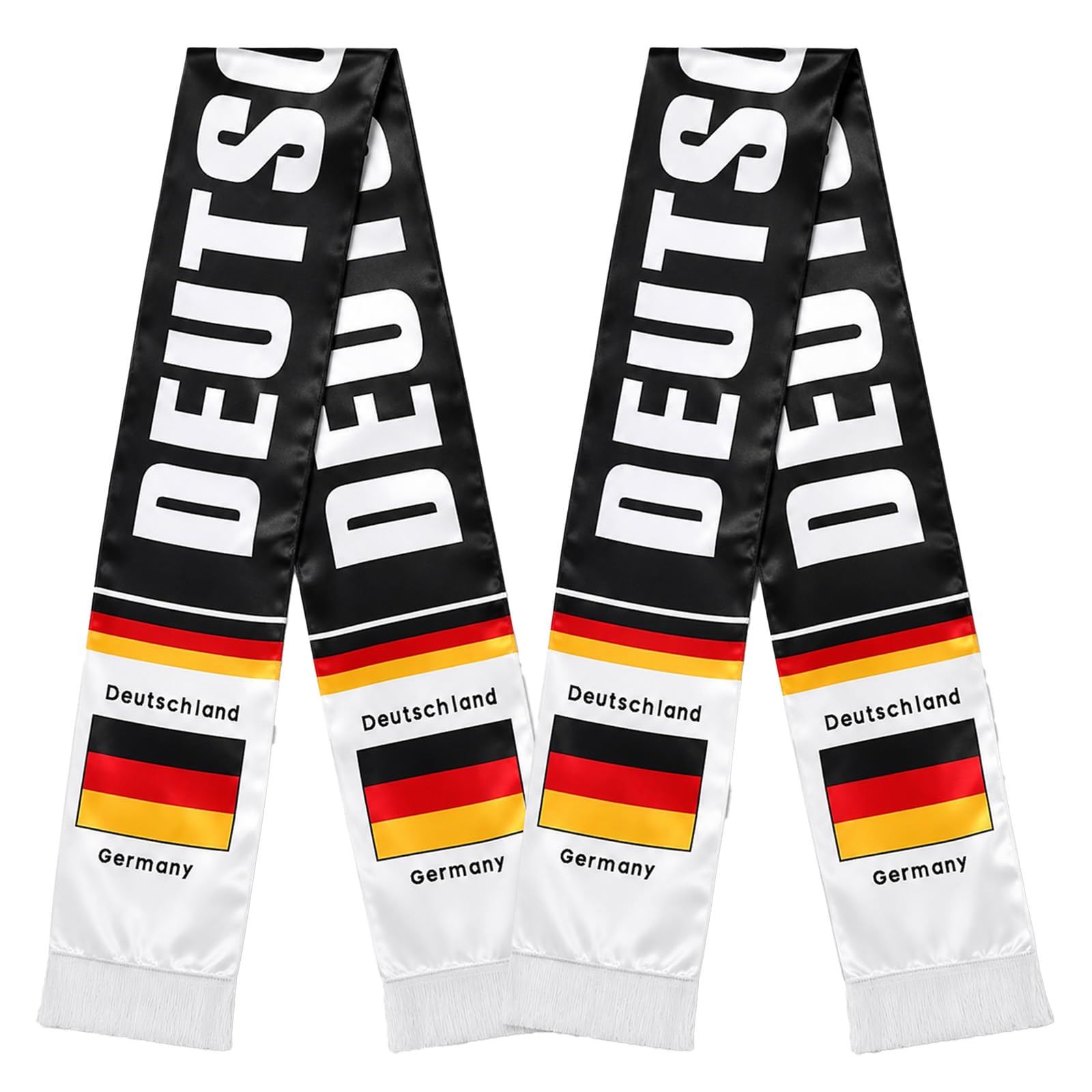 2 Stück Deutschland Fanschal 136x15cm - Fußball Schal Schwarz-Rot-Gold für Weltmeisterschaft EM Fanartikel - Hochwertiger Schal für Stadion, Public Viewing und Autokorso