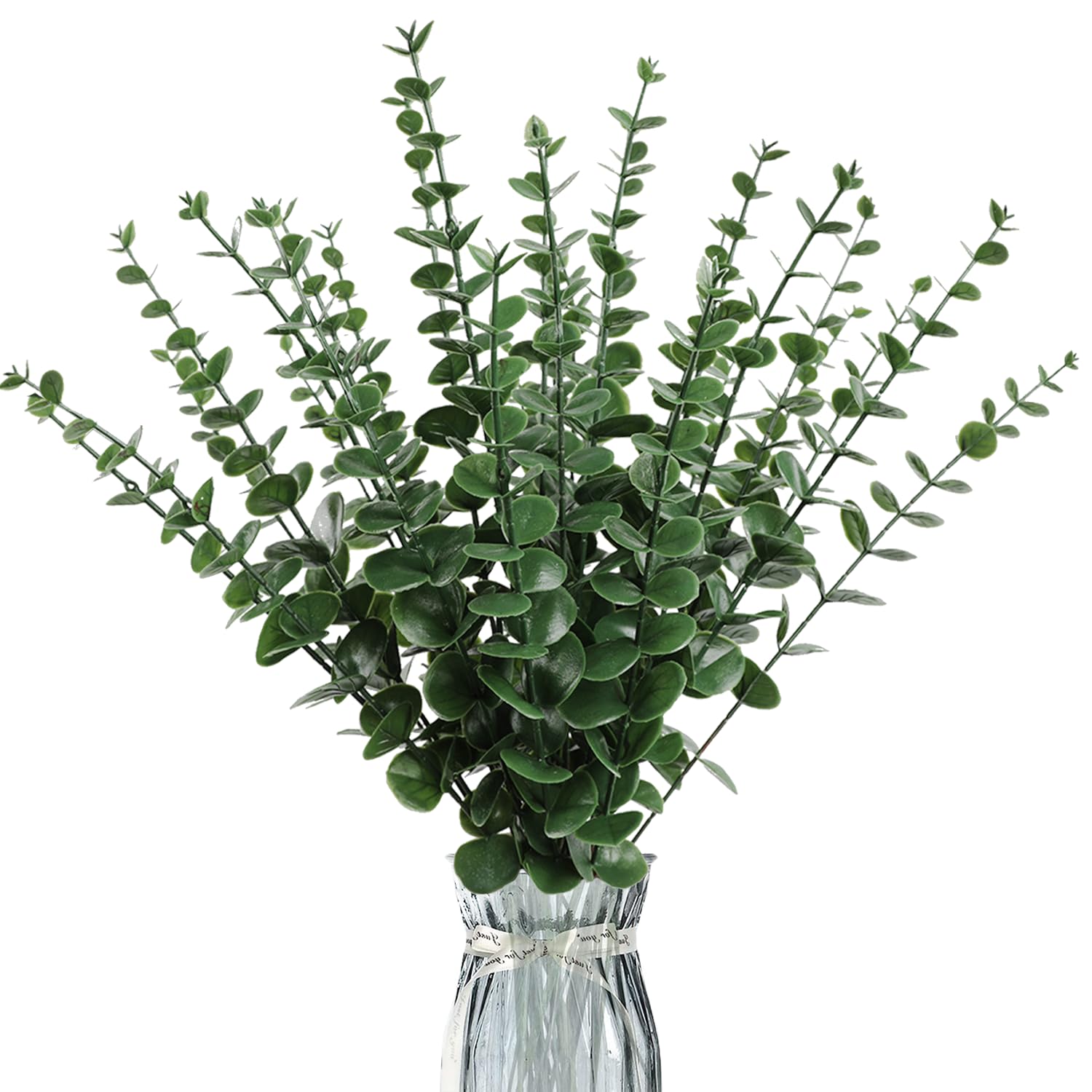 Rxkfigx Green 30Pcs Eucalyptus Stems Artificial Eucalyptus Leaves Stems Real Touch Leaf Branches Natural Eucalyptu Dried Flowers For Bouquet, Wedding Parties, Party, Home
