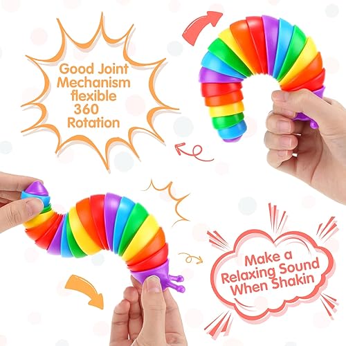 Miniatura 3 de Zhanmai 8 piezas de juguete sensorial flexible con babosa articulada 3D para autismo juguetes sensoriales coloridos para aliviar el estrés para TDAH