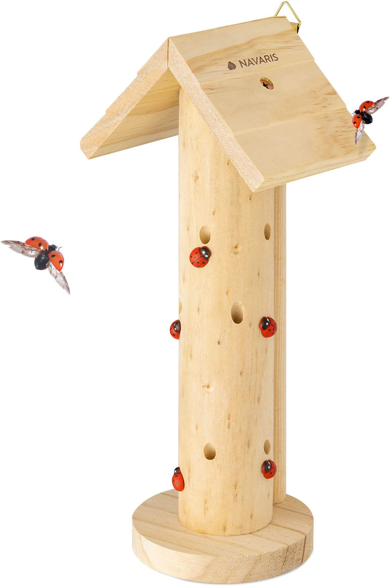 Navaris Wooden Ladybug Habitat Hanging Real Pinewood Flying Insect Bug Ladybird