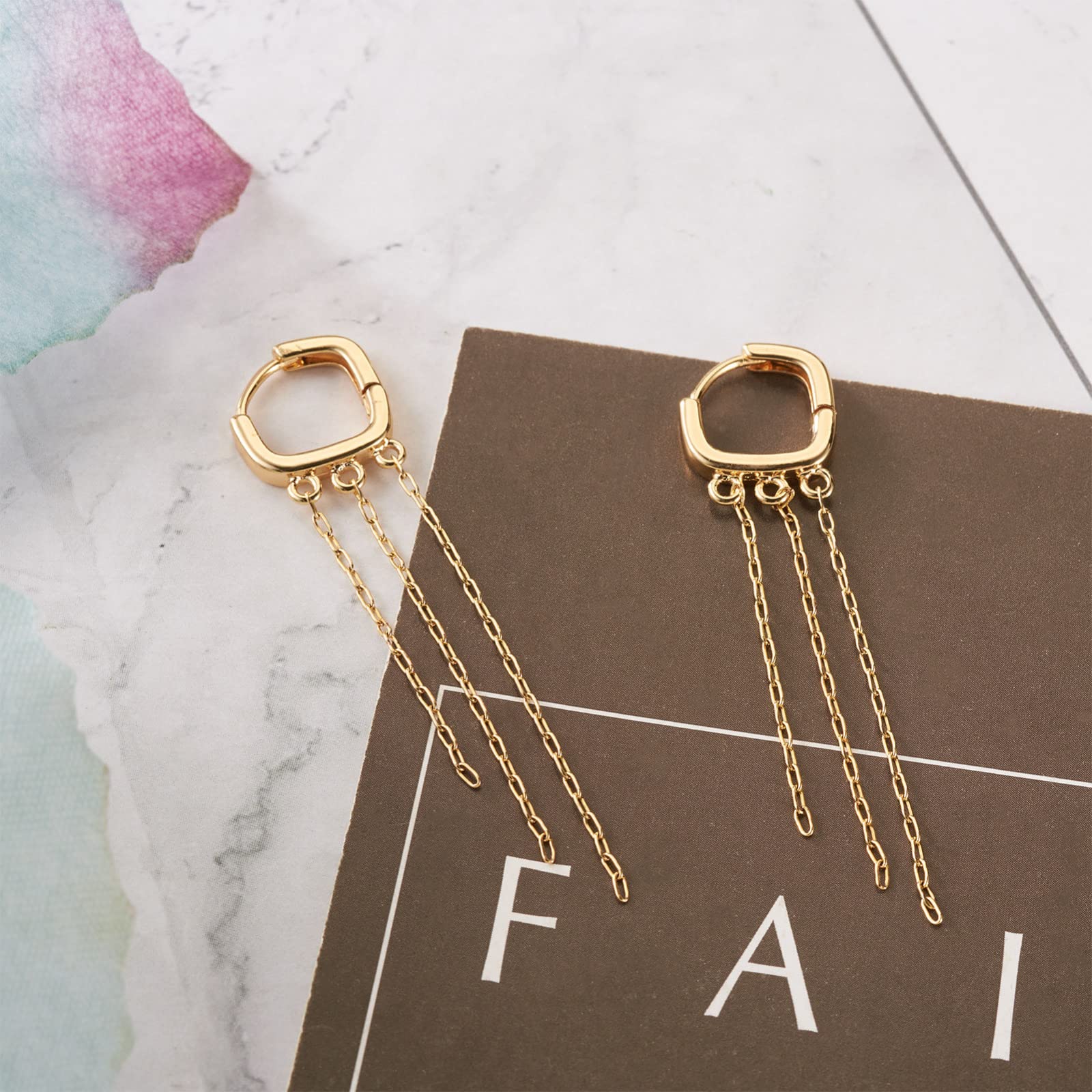 Craftdady Catene riempite in oro da 14 K, catena permanente per gioielli in ottone, catena a clip da 2,5 x 1 mm, con sacchetti di velluto, per gioielli e collane e braccialetti