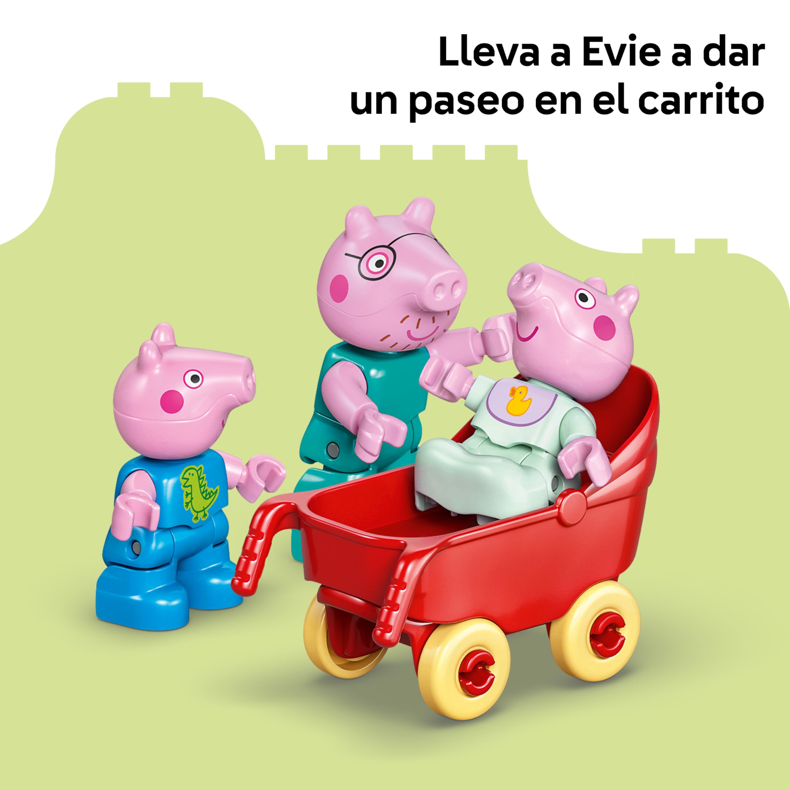 LEGO Duplo Peppa Pig Casa Familiar - Juego para la Motricidad Fina - Juguete Montessori con 5 Figuras y Accesorios de Casa de Muñecas - Regalo para Niñas y Niños de 2+ Años - 10467