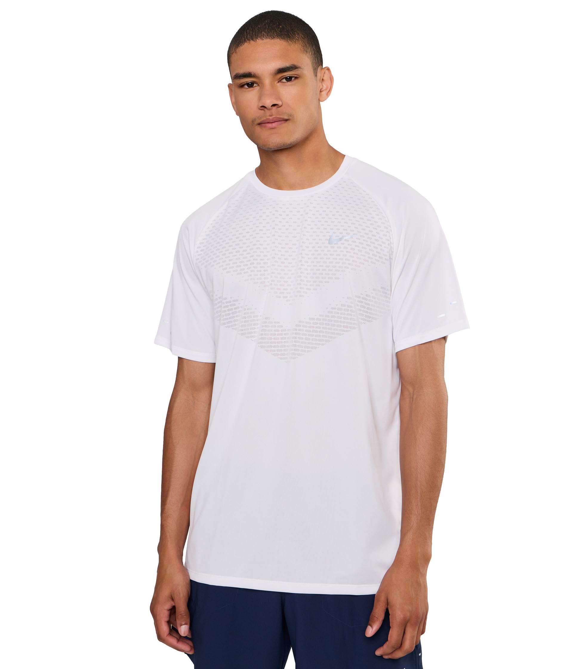 Nike Men's M Nk Dfadv Stride Ss Top, White/Reflective Silv, M