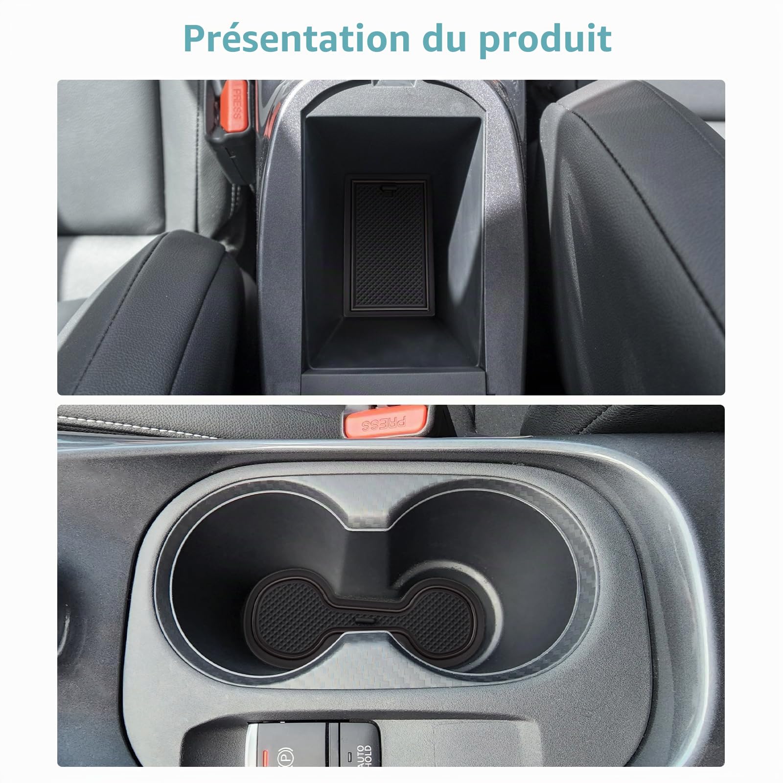 GAFAT Compatible avec Nissan Juke F16 2020-2025 2026 (Frein Électronique) Tapis Antidérapant en Caoutchouc, Tapis pour Console Centrale, Couture de Porte, Accessoires Juke Hybrid F16 (Noir)