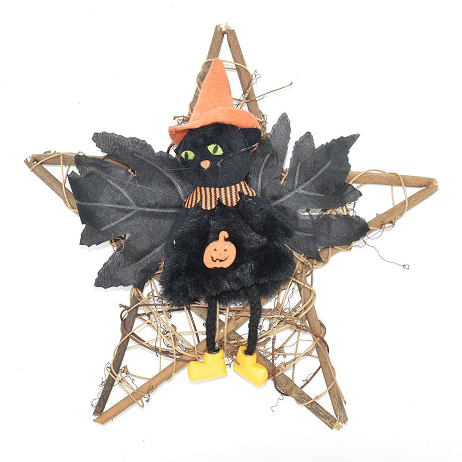 Buxuaaaa A Buxuaaa Creative Witch Pumpkin Rattan Wreath Door Hanging Decoration Props For Home Decor Halloween Suppl Halloween Props