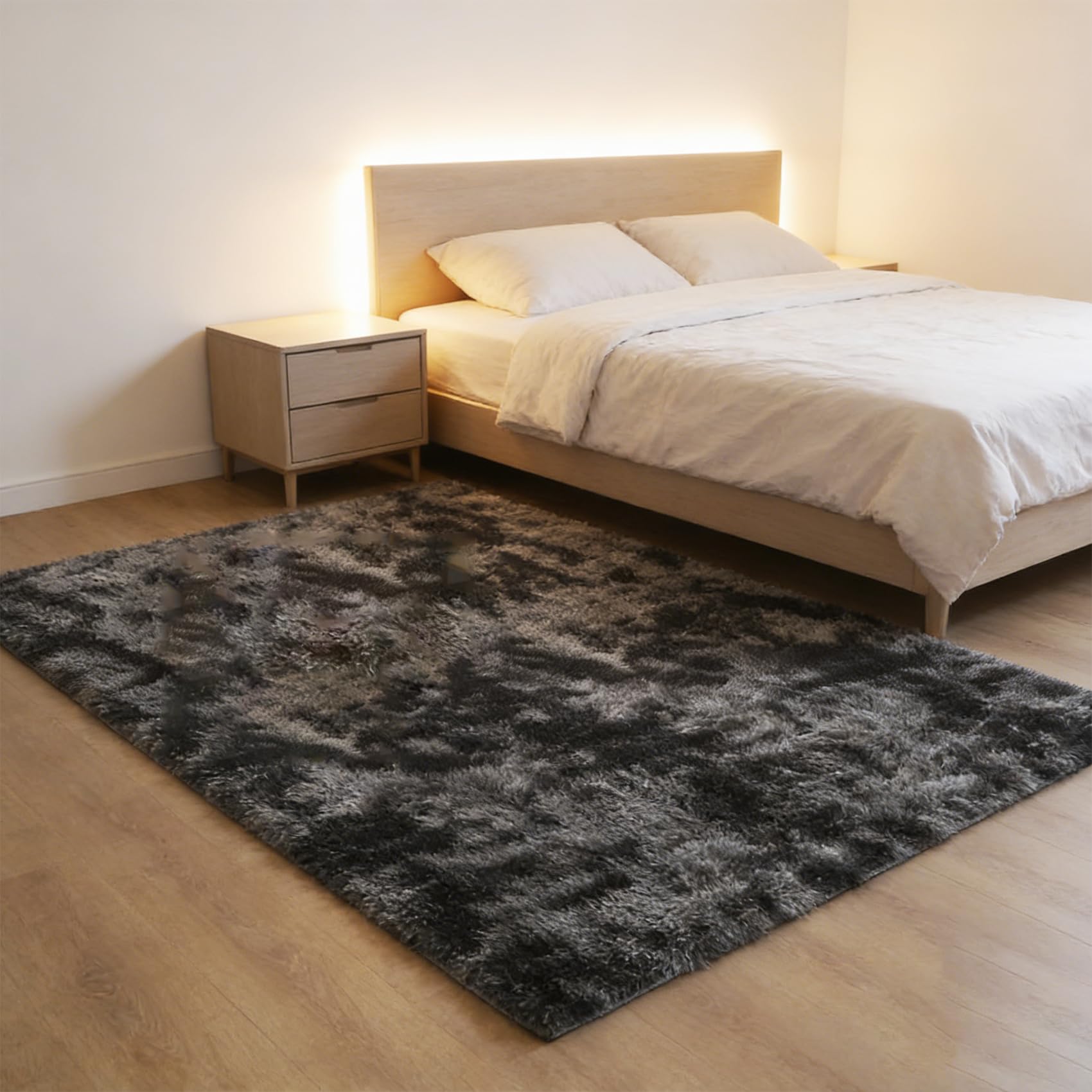 Tappeto Moderno 335 x 355 cm, Facile da Pulire, Assorbente Alta Densità di Pelo, Varie Misure e Colori, Tappeti Lavabile Camera da Letto, Grigio Scuro