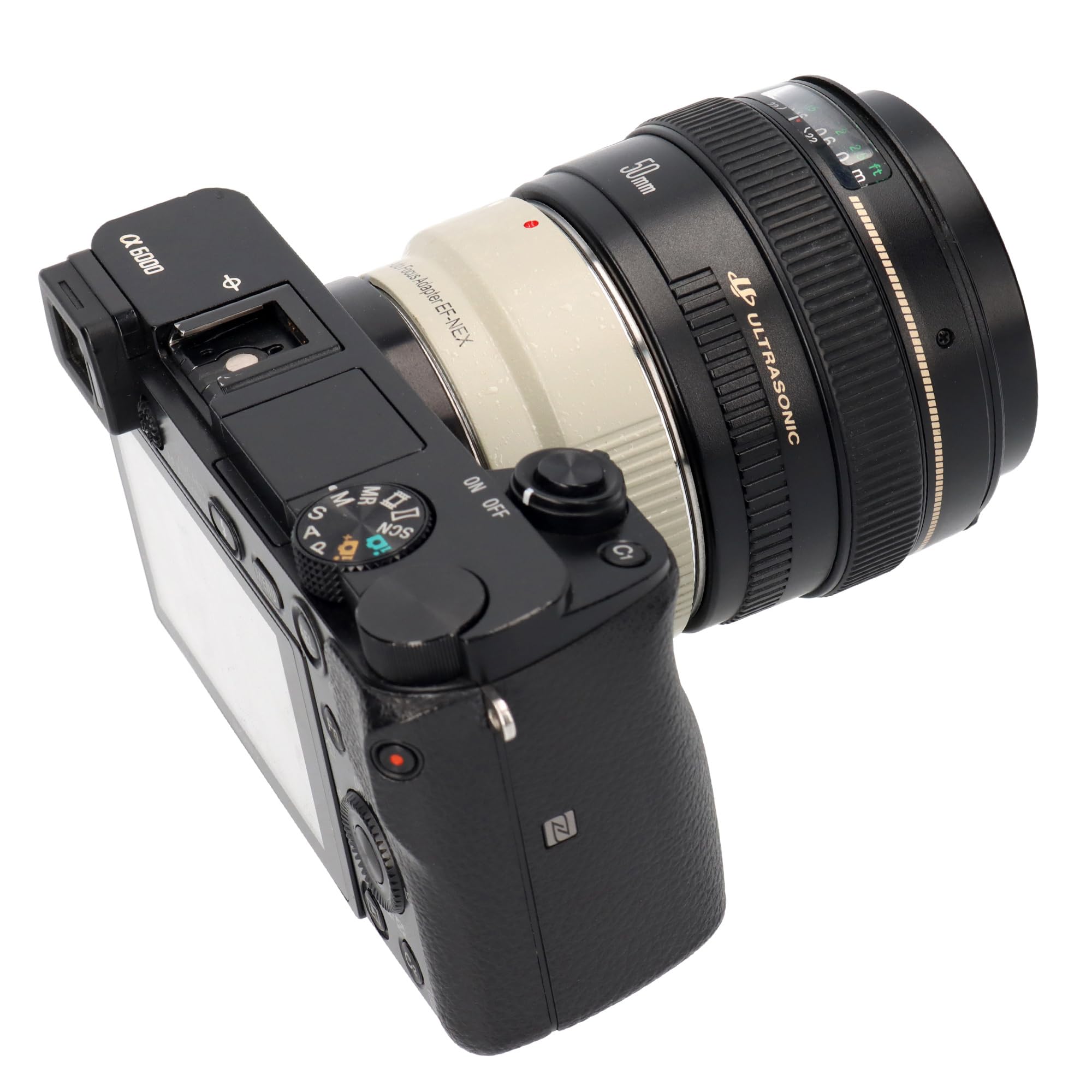 ayex Adattatore per obiettivo AF autofocus compatibile con obiettivo Canon EF/EF-S compatibile con fotocamera Sony E-mount EF-NEX II bianco