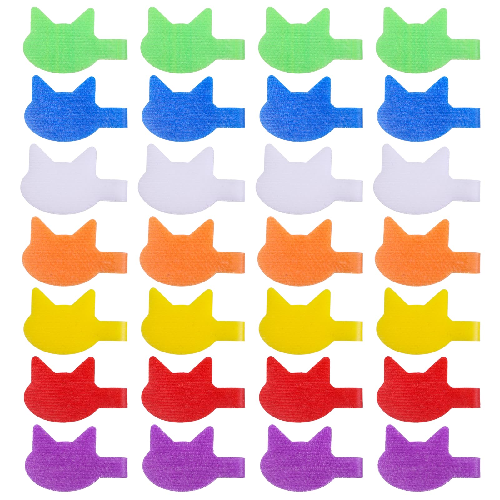 Cat-Shaped Cable Labels for Cord Organization - 32 Pcs Cute Write-On Wire Tags Multi-Color Assorted Reusable Cable Management