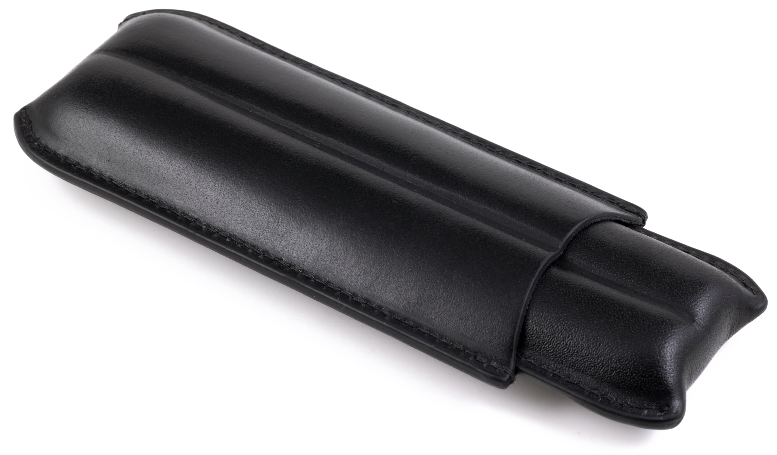 Two Finger PVC Leather Cigar Case - Black