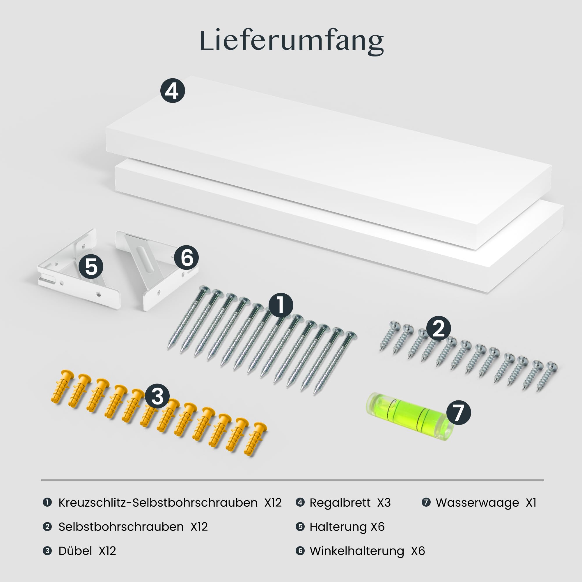 FLEXISPOT Wandregal Holz 400×150×25 mm – 3er-Set Schweberegal Weiß, Bücherregal aus Holz, 20 kg belastbar, modern & platzsparend Wandboard, dekoratives Hängeregal für Wohnzimmer, Küche, Bad oder Büro