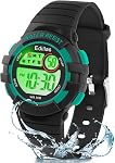 Edillas Montres pour Enfants Numérique pour les Garçons,7 Couleurs Lights Wristwatch pour les enfants Imperméable Sport Outdoor Montres de poignet multifonctions avec chronomètre / bras pour les âges 4-15