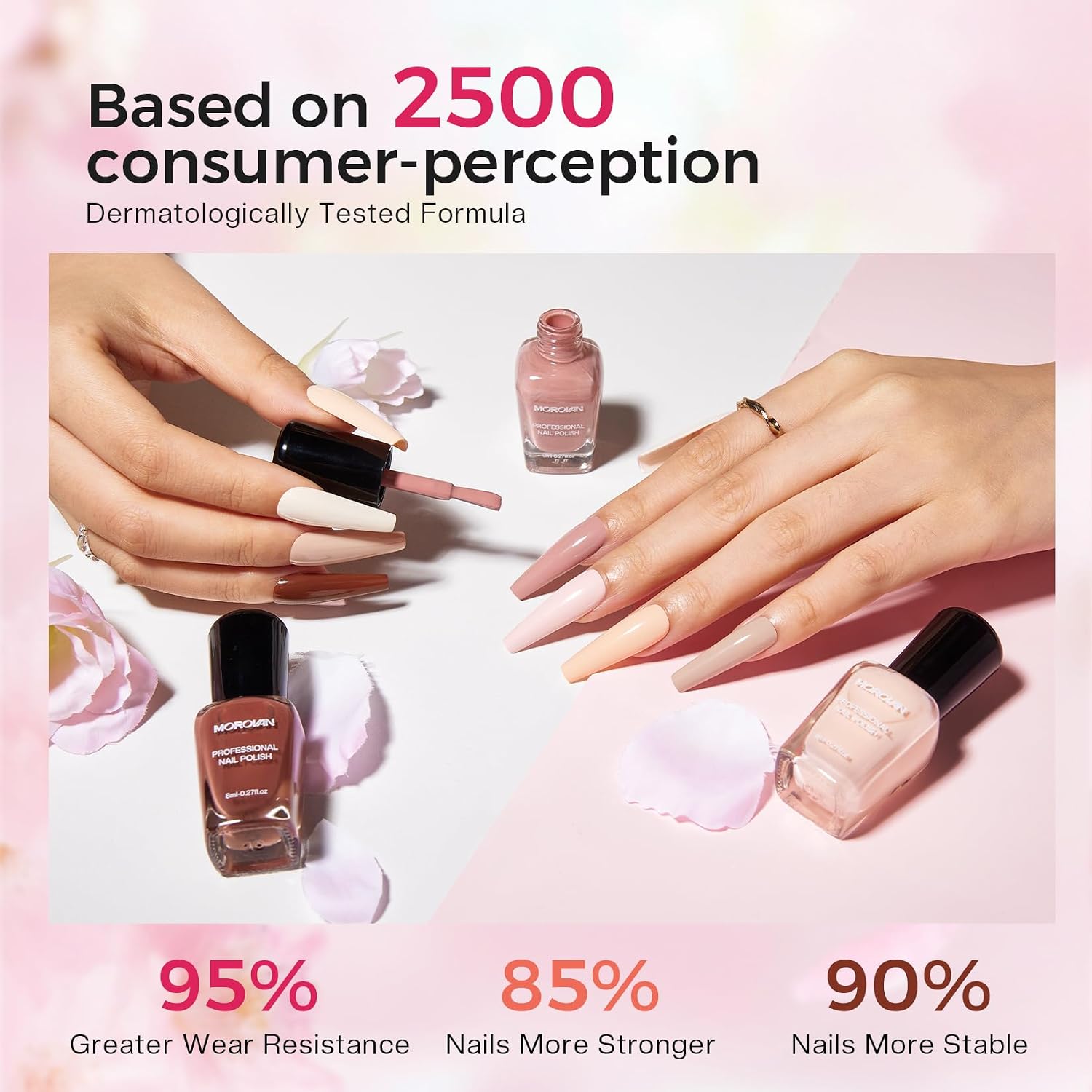Morovan Nude Nail Polish Set: 6PC Neutral Pink Milky Skin Color Nail Polish Kit Pale Beige Cream Taupe Tan Brown Natural Mini Summer Manicurist Beautify Women Girls Gift