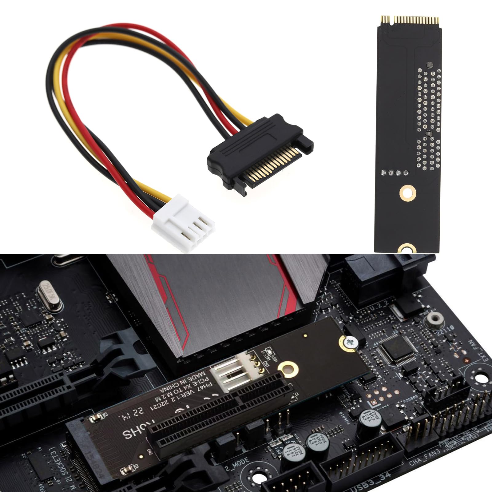 eMagTech 1 Set M.2 Key M to PCI-E 4X Adapter Card Compatible with Windows Compatible with Linux Compatible with Mac Systems M.2 to PCI-E 4X Riser Card