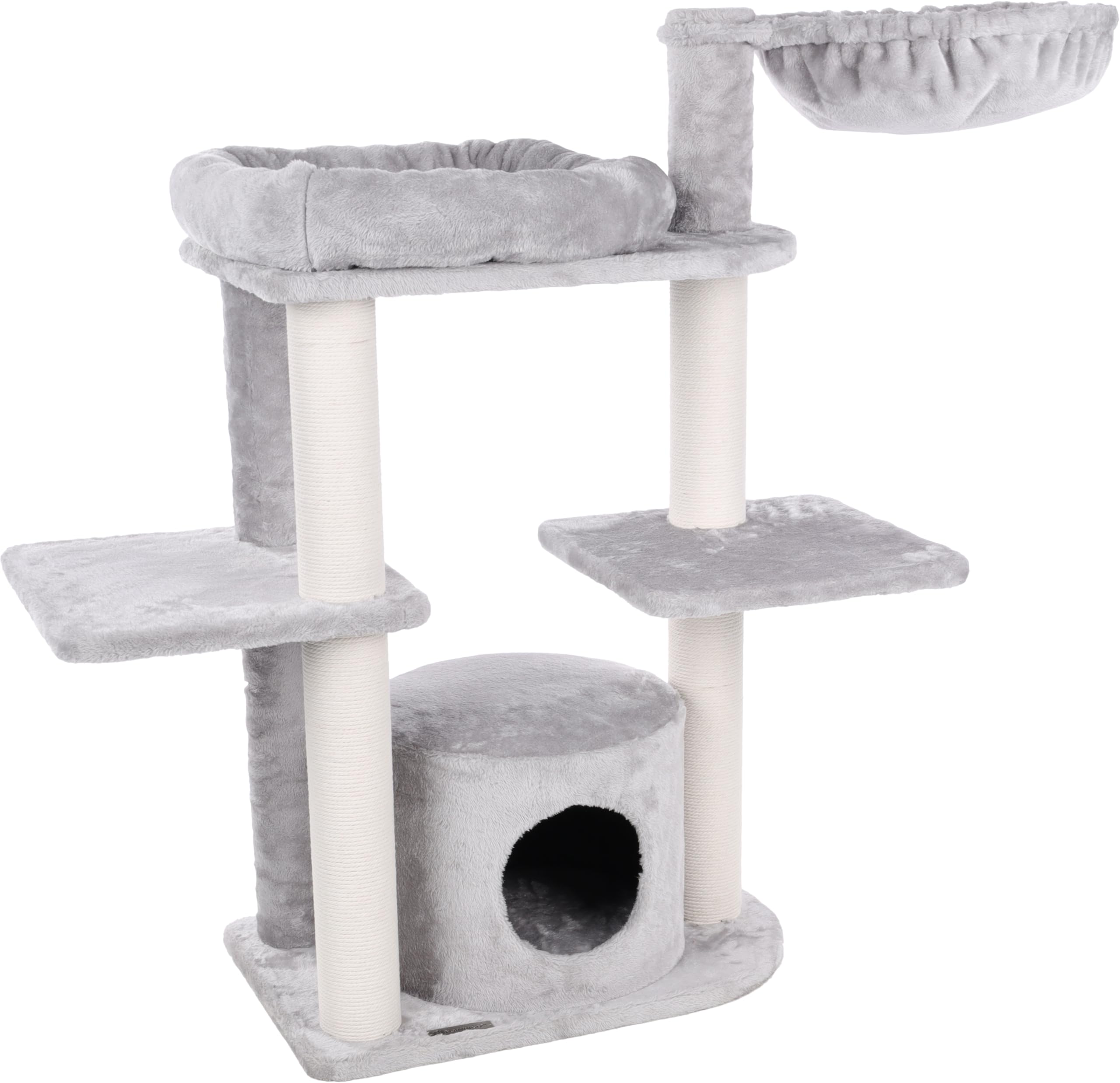 Flamingo Kratzbaum Fenway – Grau | 119 × 42,5 × 104 cm | Stabil, Vielseitig & Gemütlich für Katzen!