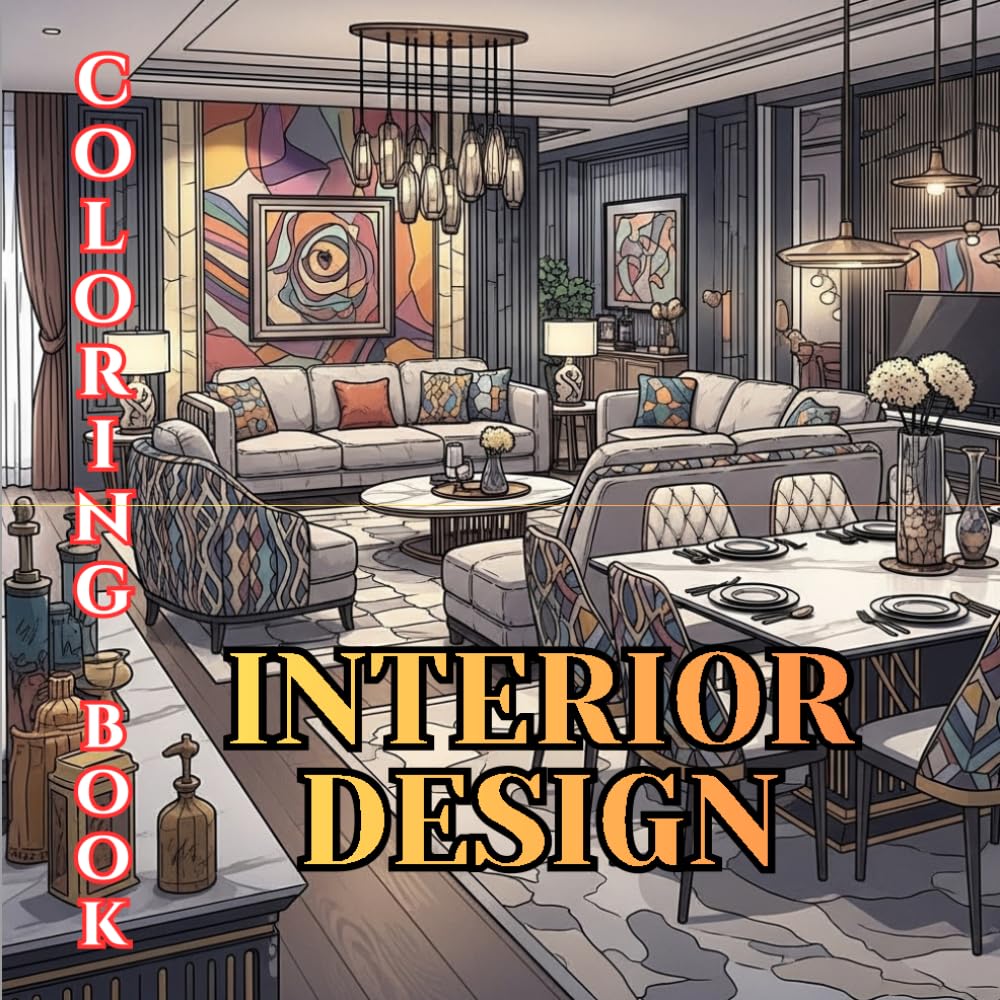 Interior Design Coloring Book for Adults: Modern Luxury Interiors – Stylish Living Rooms, Elegant Bedrooms, Designer Kitchens & Sophisticated Homes to Color (Designer Interiors Coloring Series)