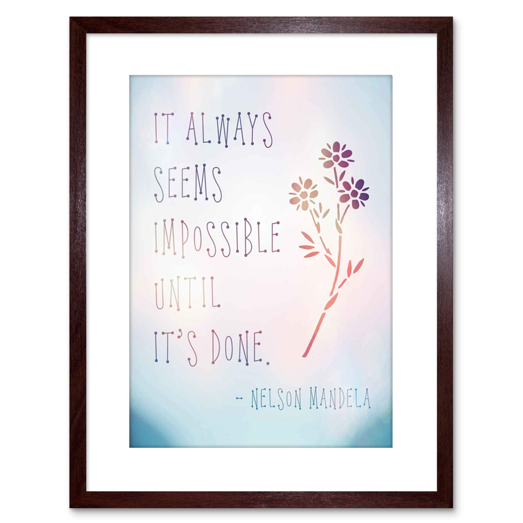 Wee Blue Coo Quote Nelson Mandela Always Impossible Done Framed Wall Art Print