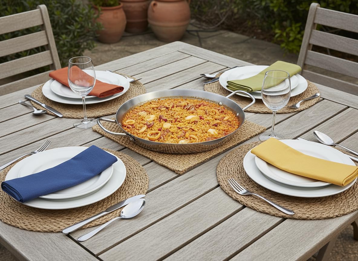 IBILI - Poêle à paella 5Ply Element 34 cm, 6 portions, sans antiadhésif, 5 couches, adaptée pour l'induction
