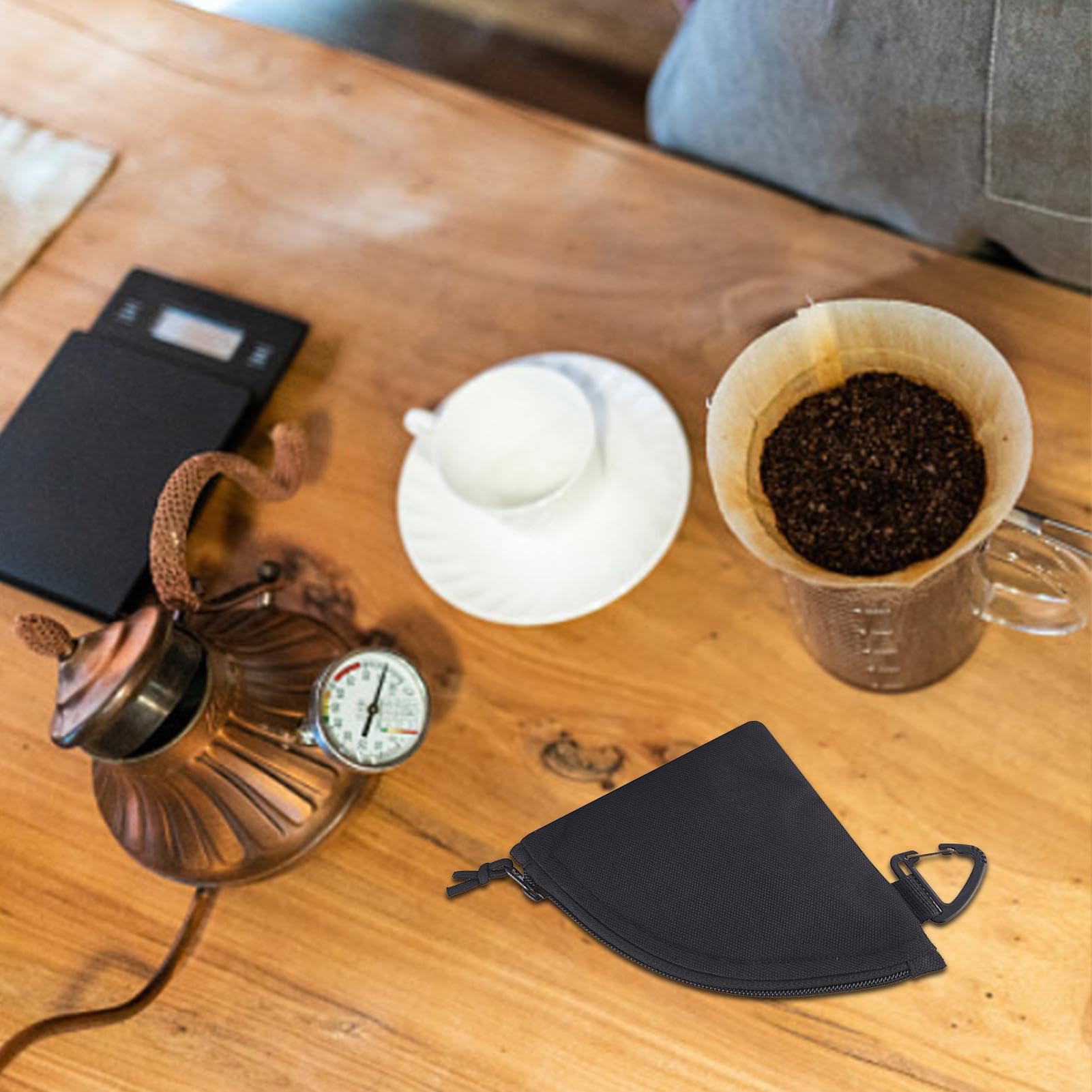 CAFEMASY Porte-filtre à café avec couvercle anti-poussière pour filtres à café V60 et cônes