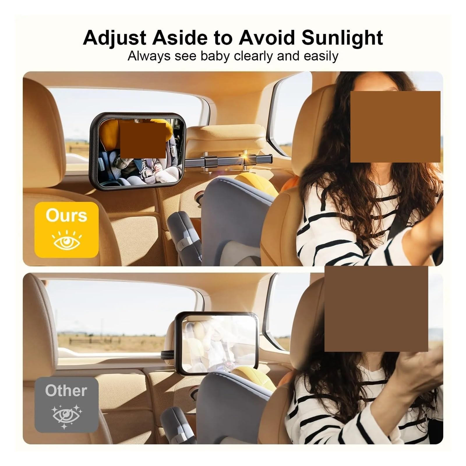 Espejo retrovisor para bebé, Extensible para un Cuidado óptimo del Asiento Infantil orientado hacia atrás, irrompible.