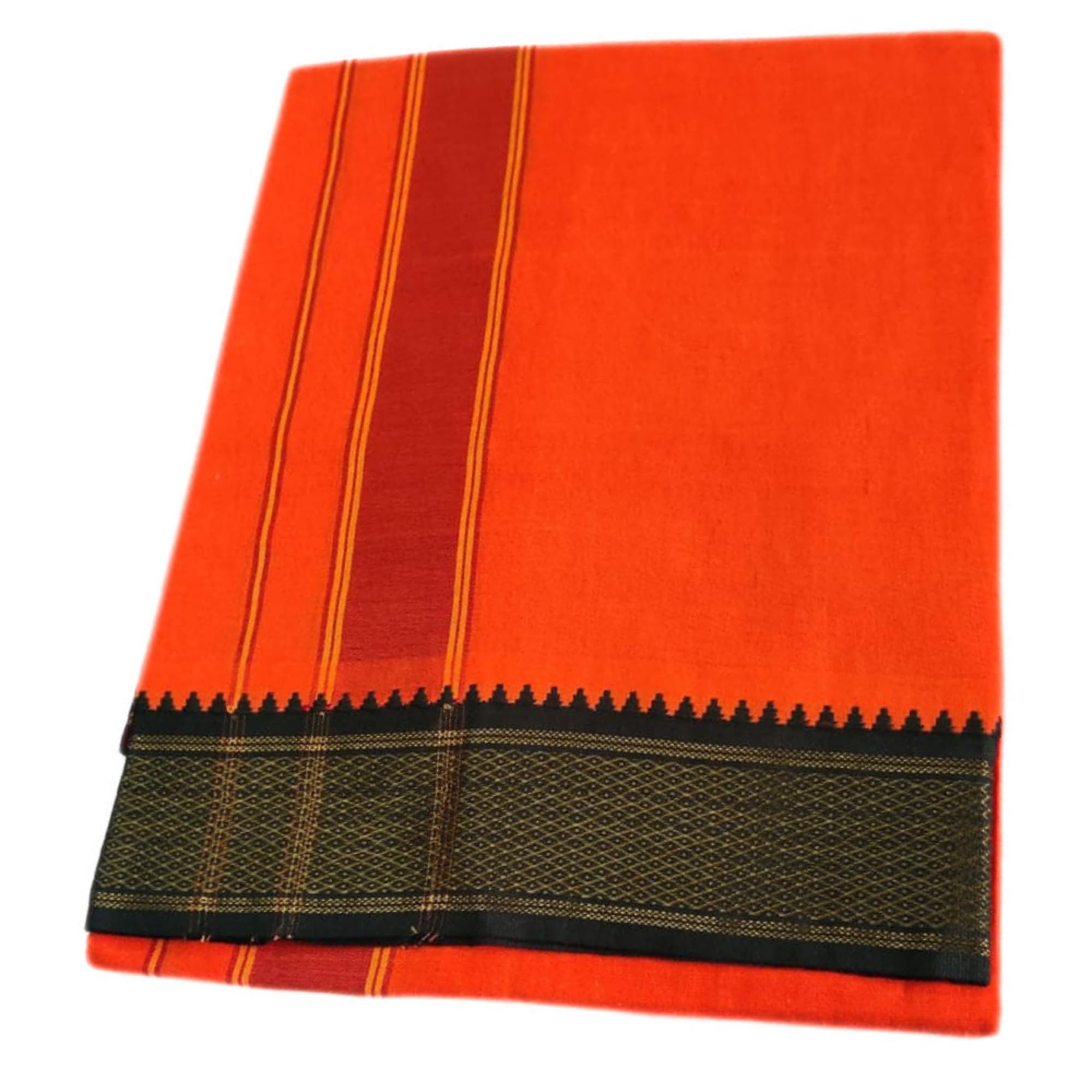 only omkar with device Dhotis, Traditional Mayilkan Dhotis, 2 Meter Dhoti/Lungi, 4 Mulam Vesti-picture-44
