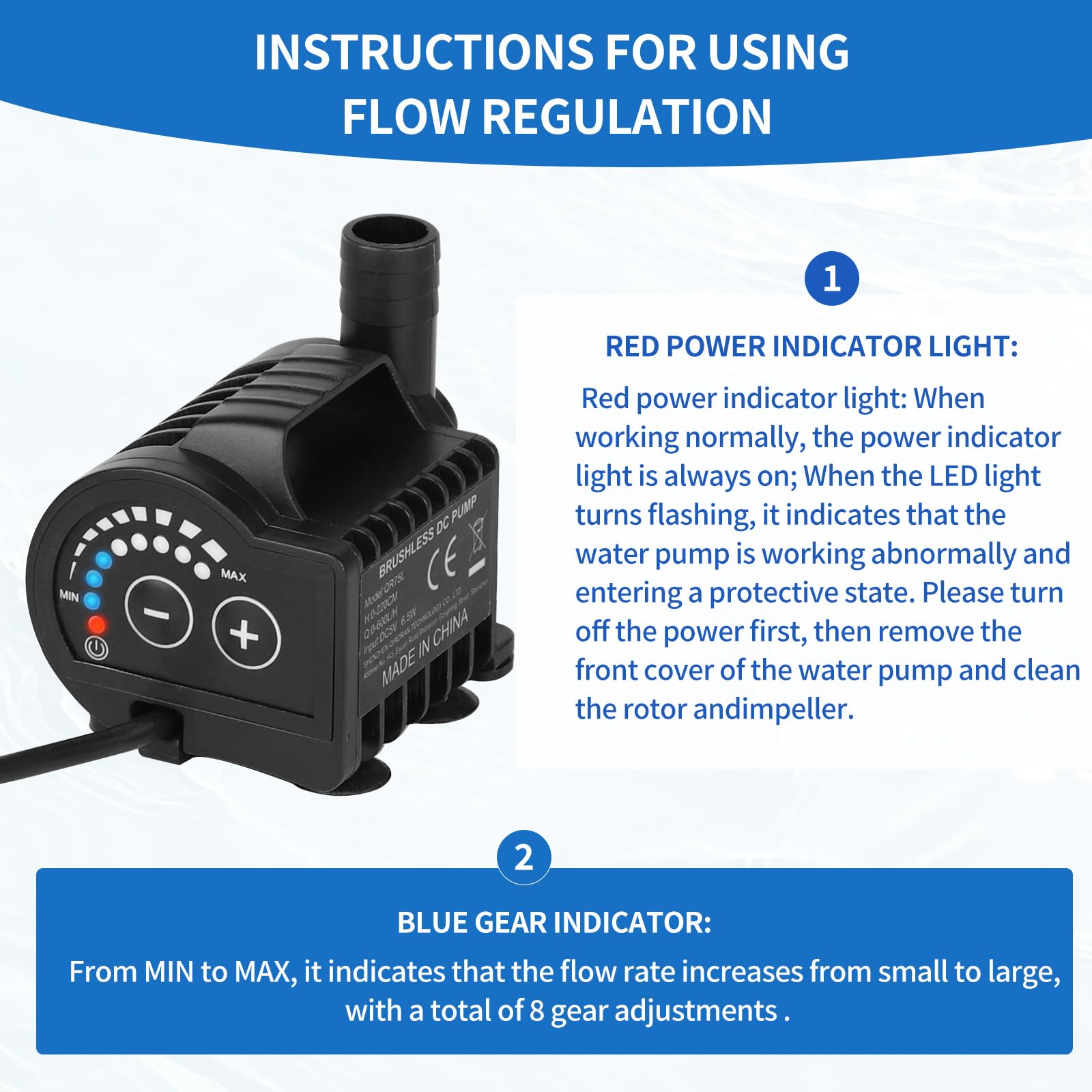 SWAWIS Pompa Acquario Pompa Laghetto 600L/H 2,2M DC5V 6,5W Mini Pompa Acqua con Controllo Della Velocità Pompa Sommersa Mini Pompa Acqua Ultra-Quiet Pompa per Acquario Fontana Pompa per Laghetto