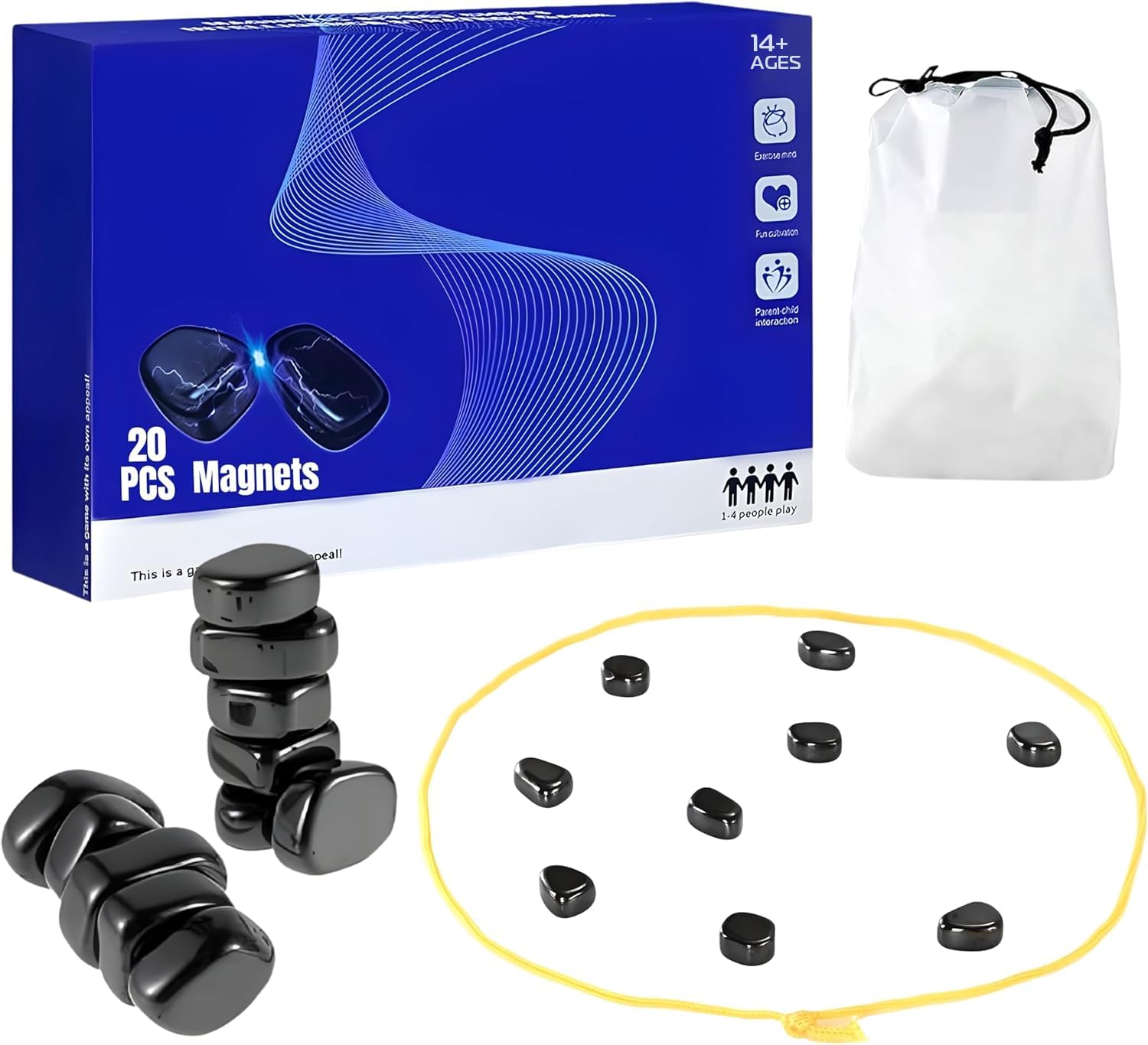 Evapure Magnetic Chess Game with 20 Magnetic Stones for Adults, Portable Strategy Table Game for Travel, Camping, Outdoor, Gatherings & Outdoor Use – Seamless Gaming Experience