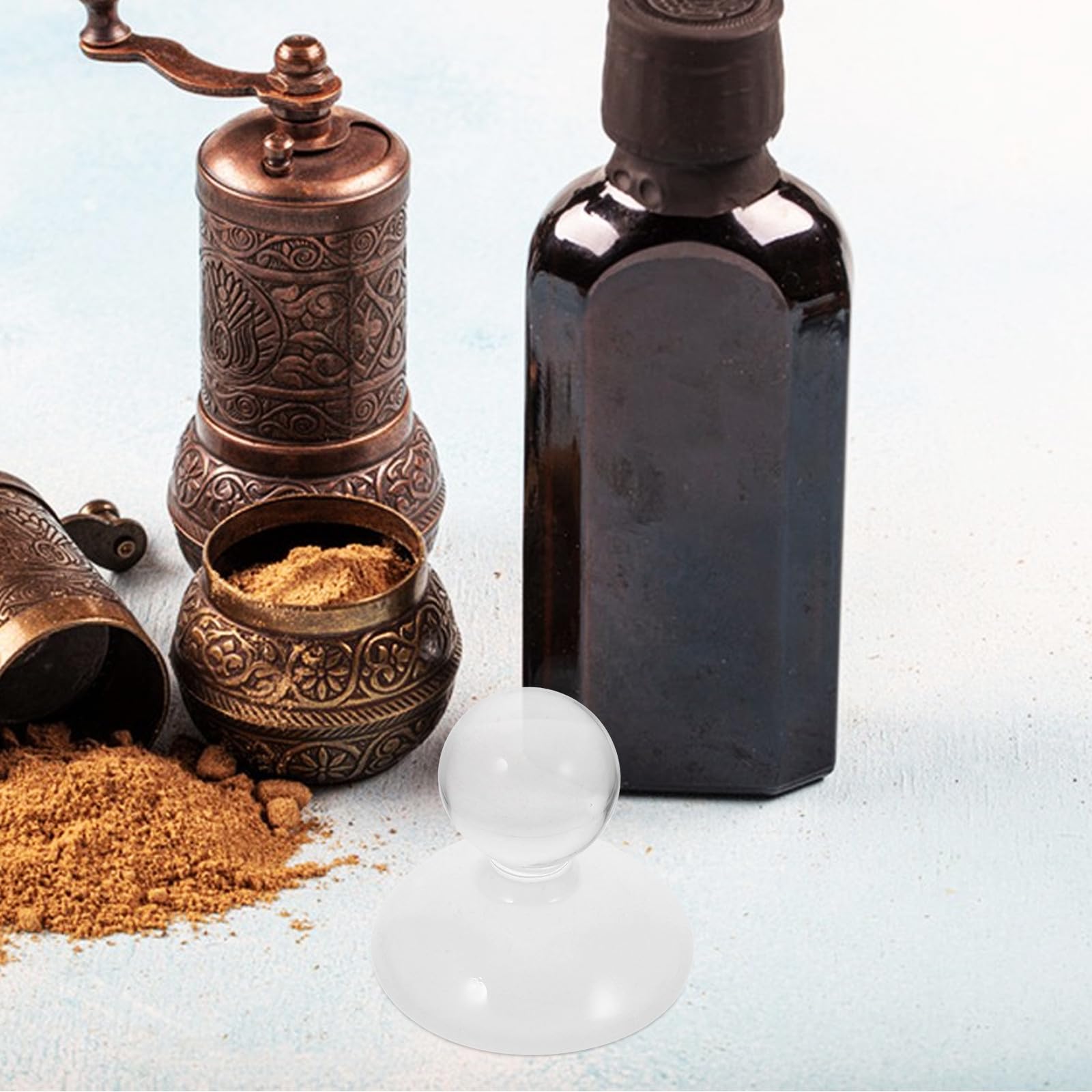 POPETPOP Mortero de Cristal para Especias y Hierbas Agarre Cómodo y Resistencia al Desgaste, Adecuado para Farmacias y Laboratorios